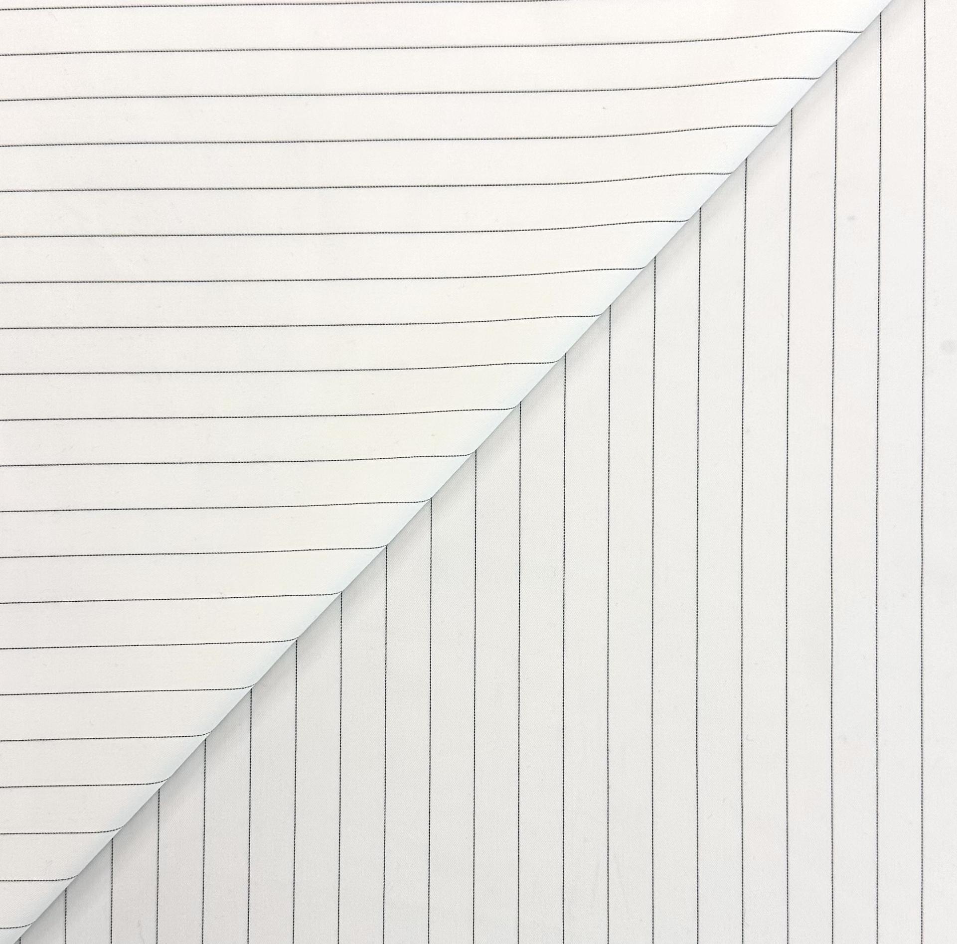 Polyester Rayon Stretch Suiting Stripe in White Black