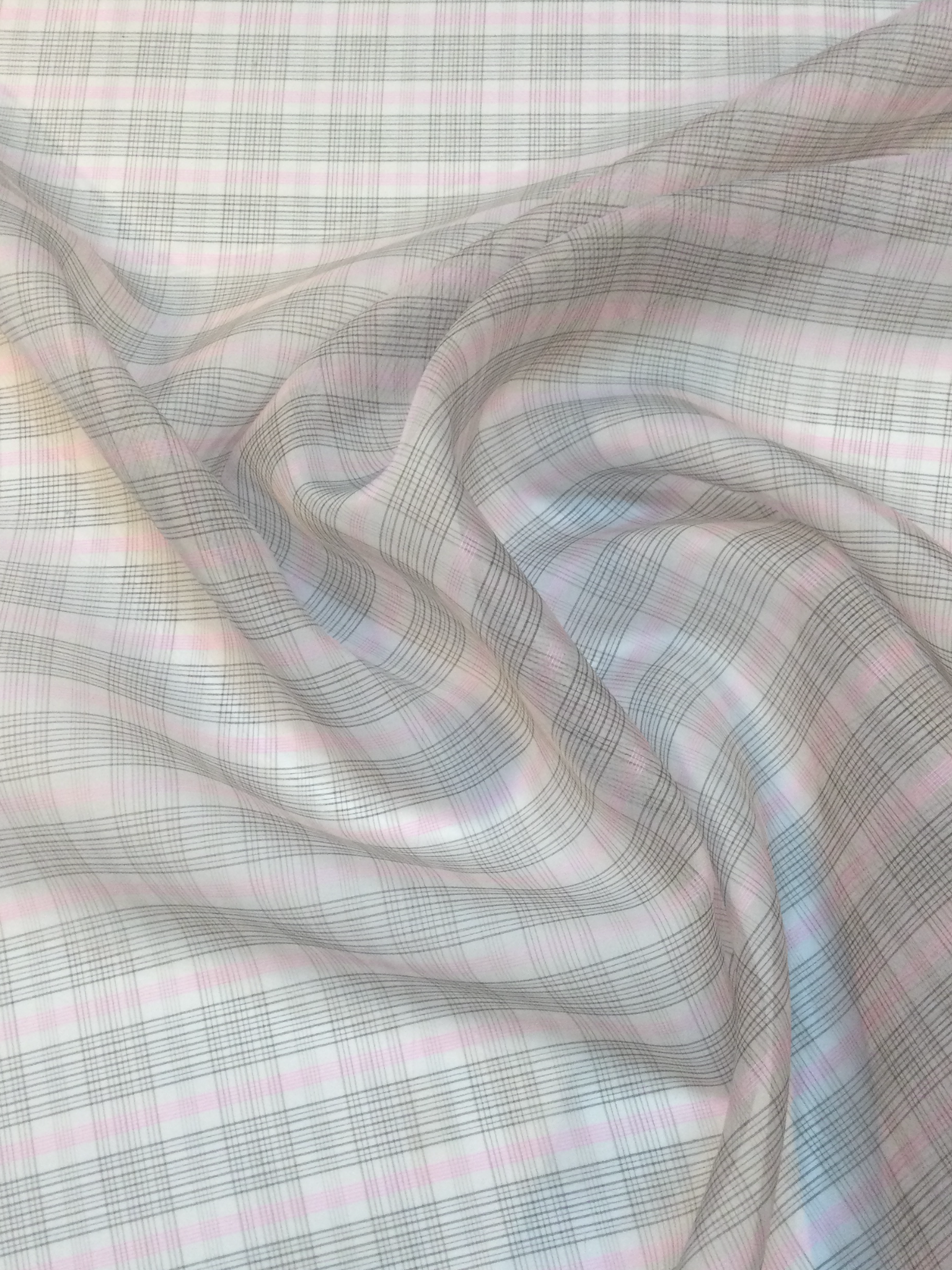 Italian Silk Organza Plaid in Pink, Brown & White