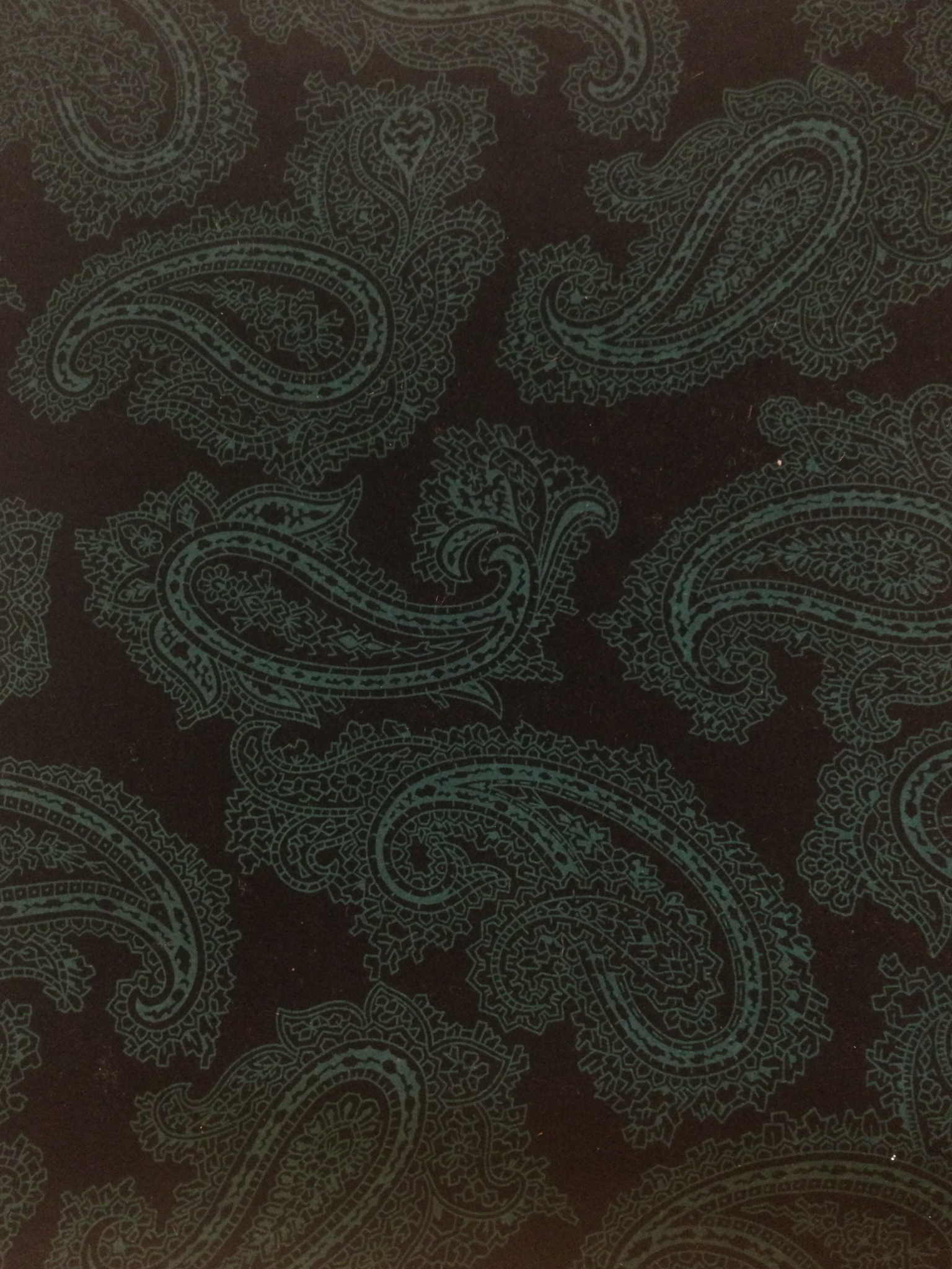 Printed Cotton Velvet w/ Green Paisley