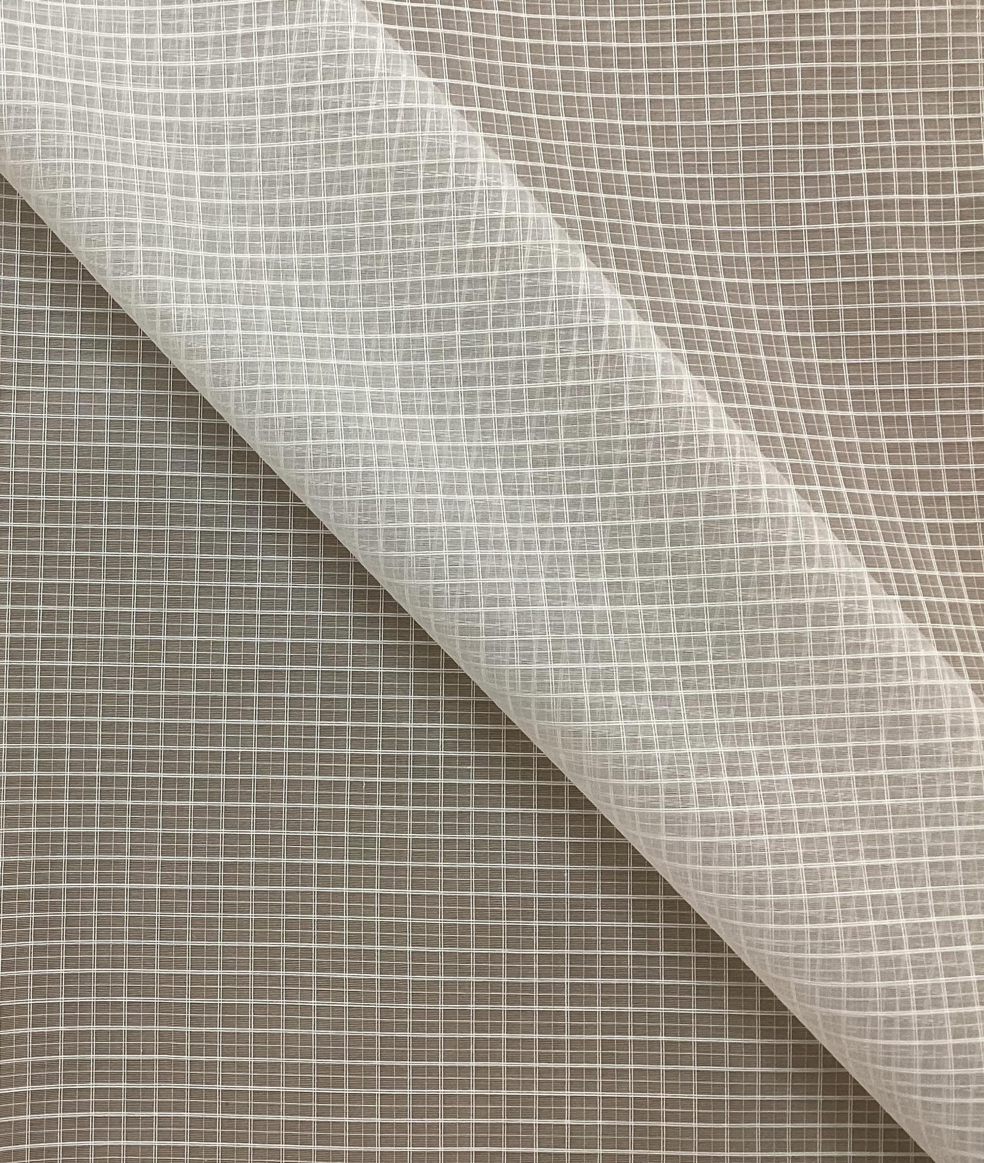 Cotton Novelty Windowpane Plaid Organdy In Pearl