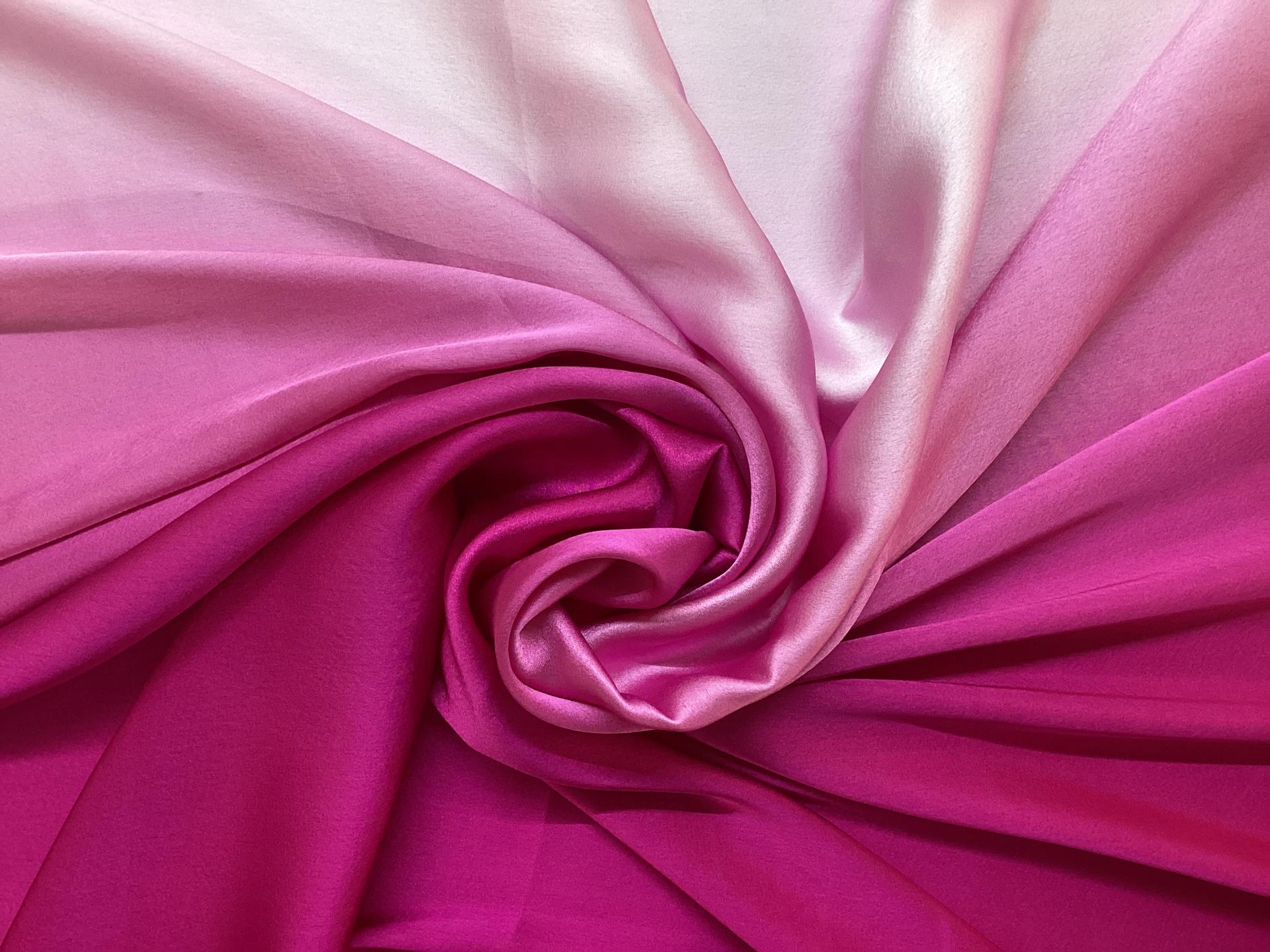 Ombre Polyester Charmeuse in Pink