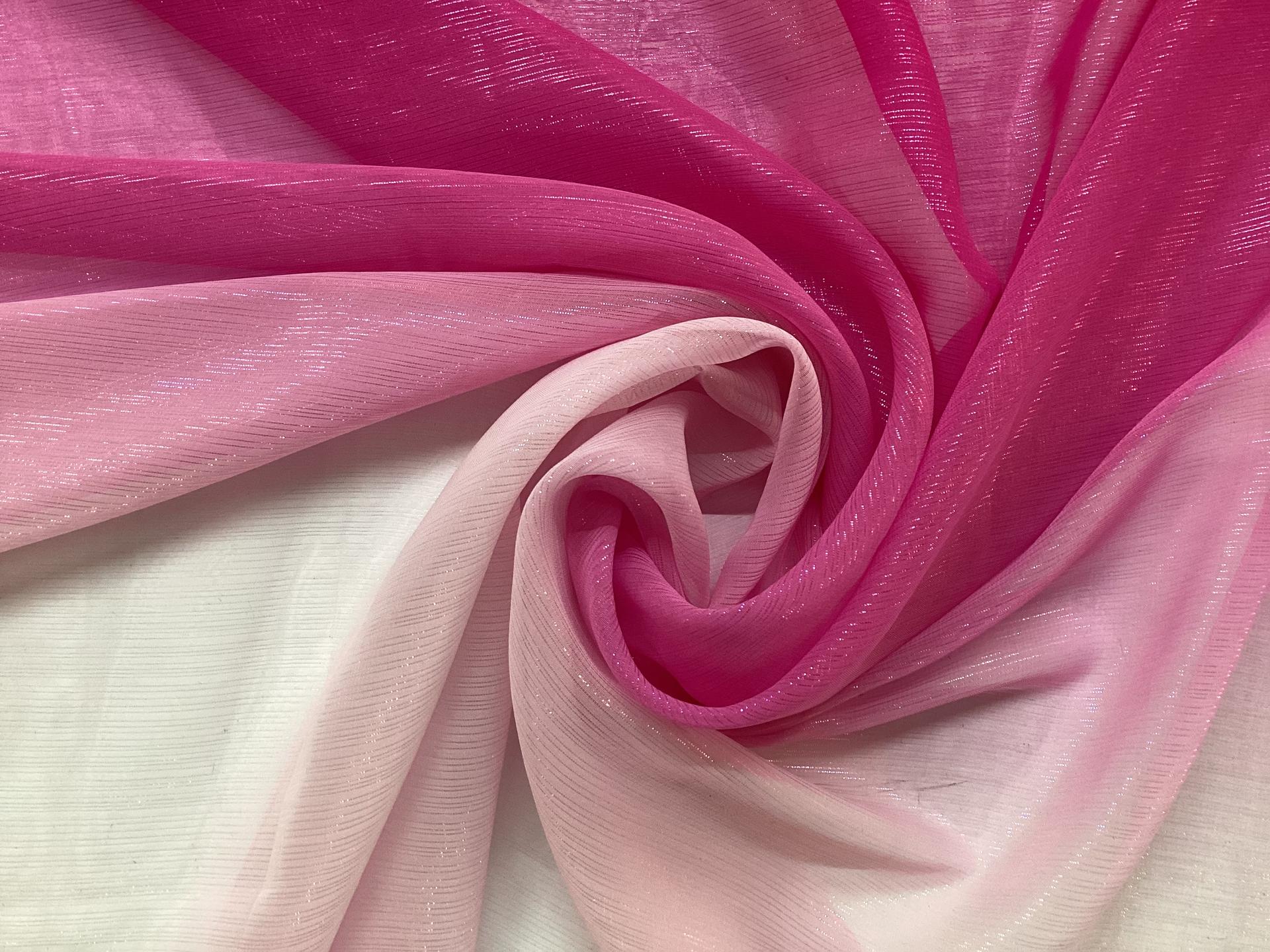 Ombre Polyester Metallic Chiffon in Pink