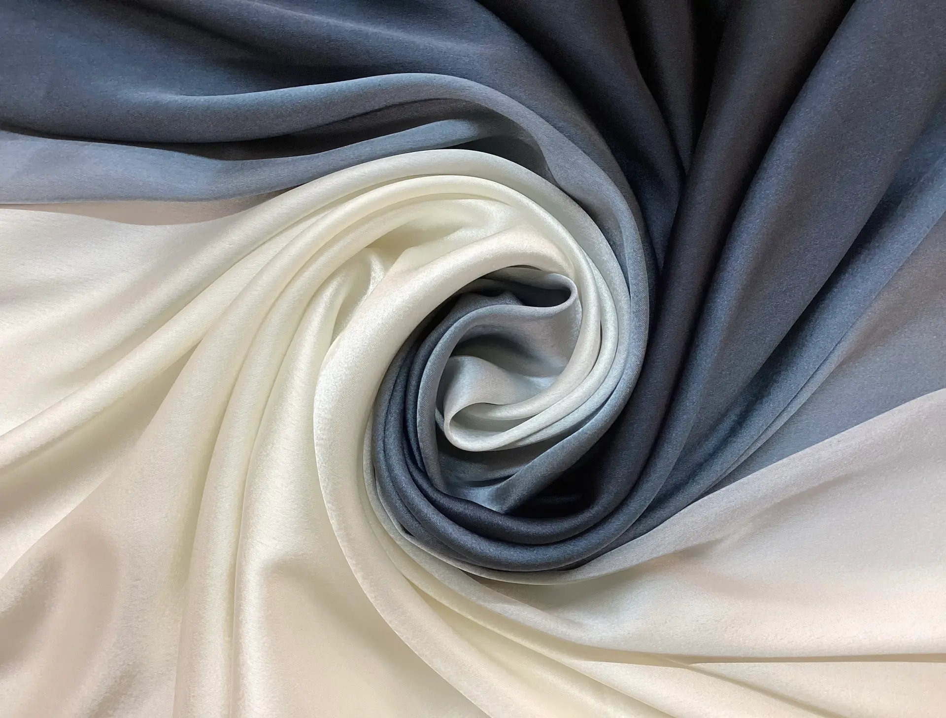 Ombre Polyester Charmeuse in Black
