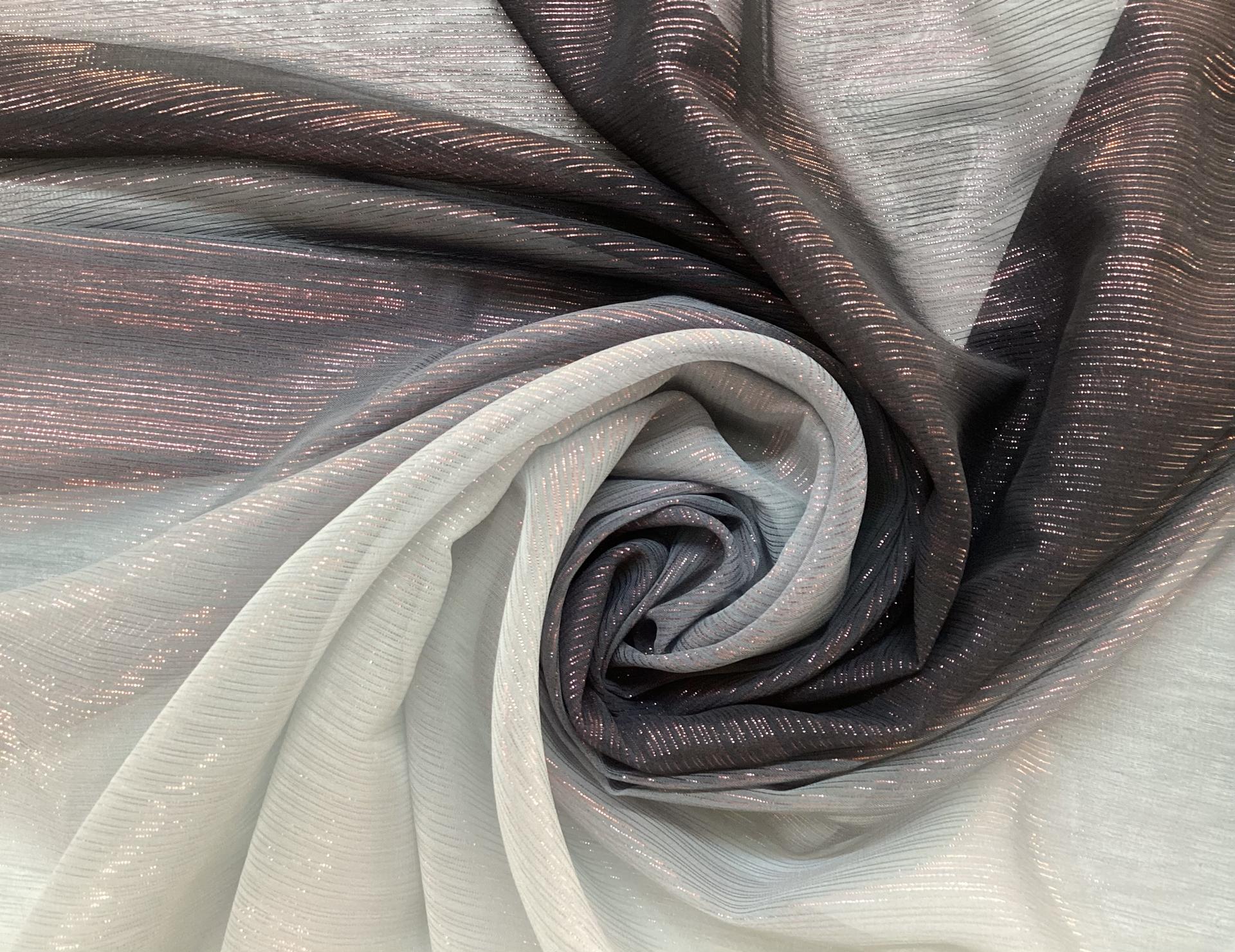 Ombre Polyester Metallic Chiffon in Gray