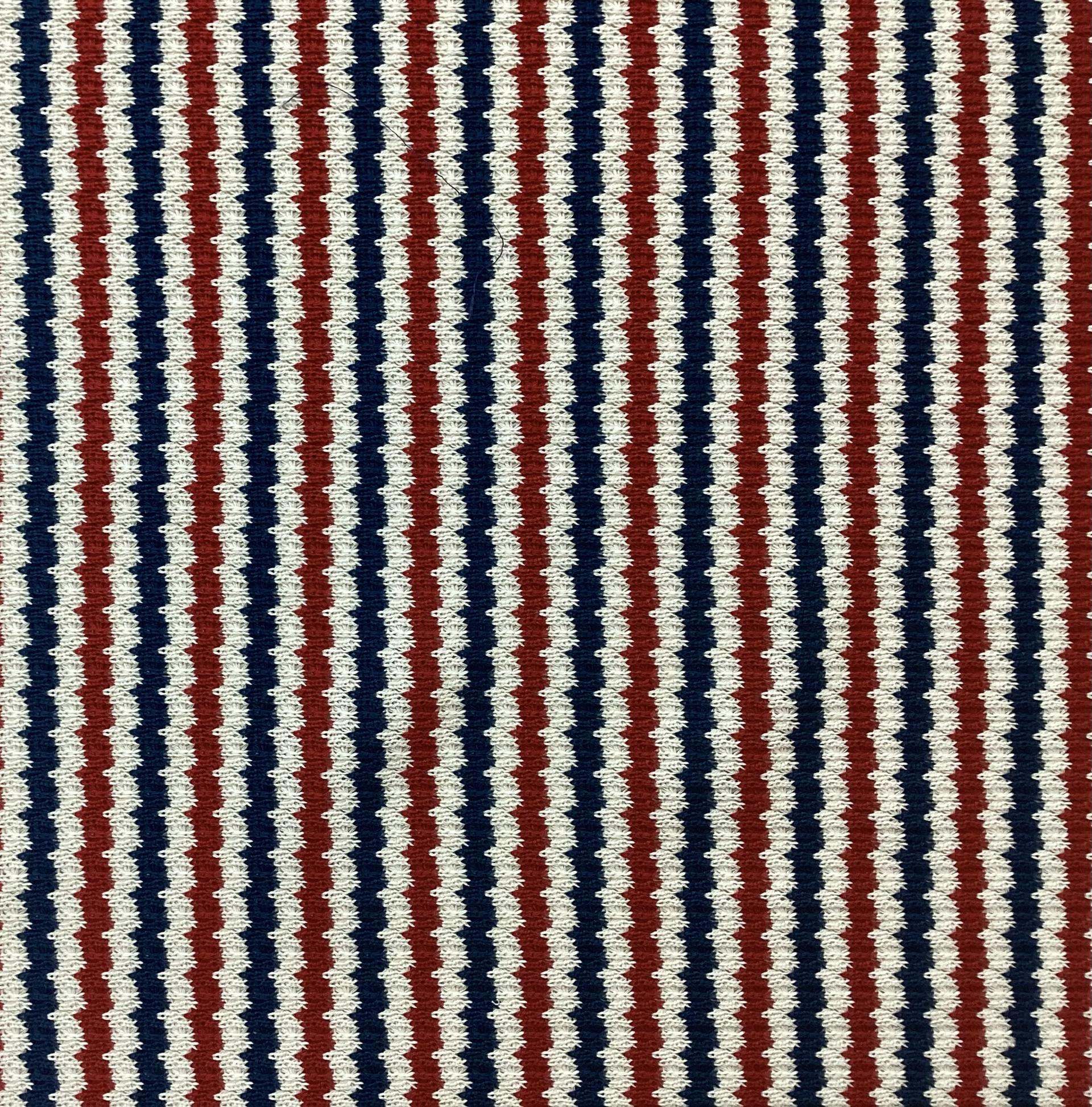 Made in Italy Cotton Crocheted Jersey, Fabric in Ecru, White & Navy