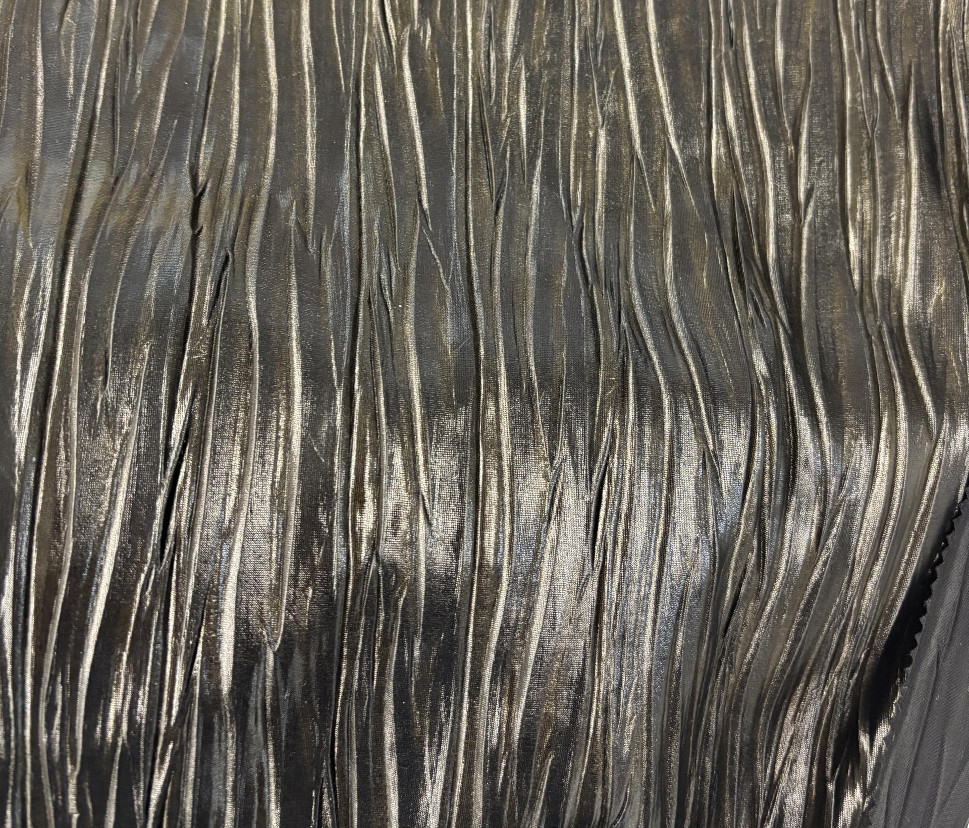 Made in Spain Pleated Polyester Stretch Cire in Black