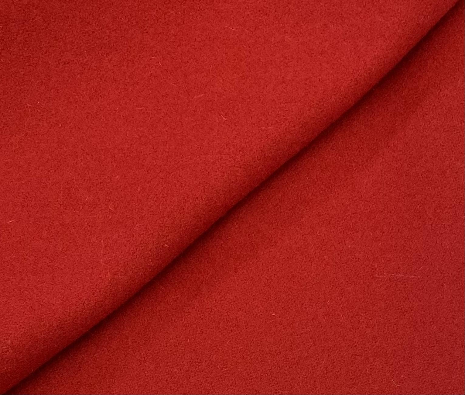 100% Wool Melton in Red Fabric in Warehouse