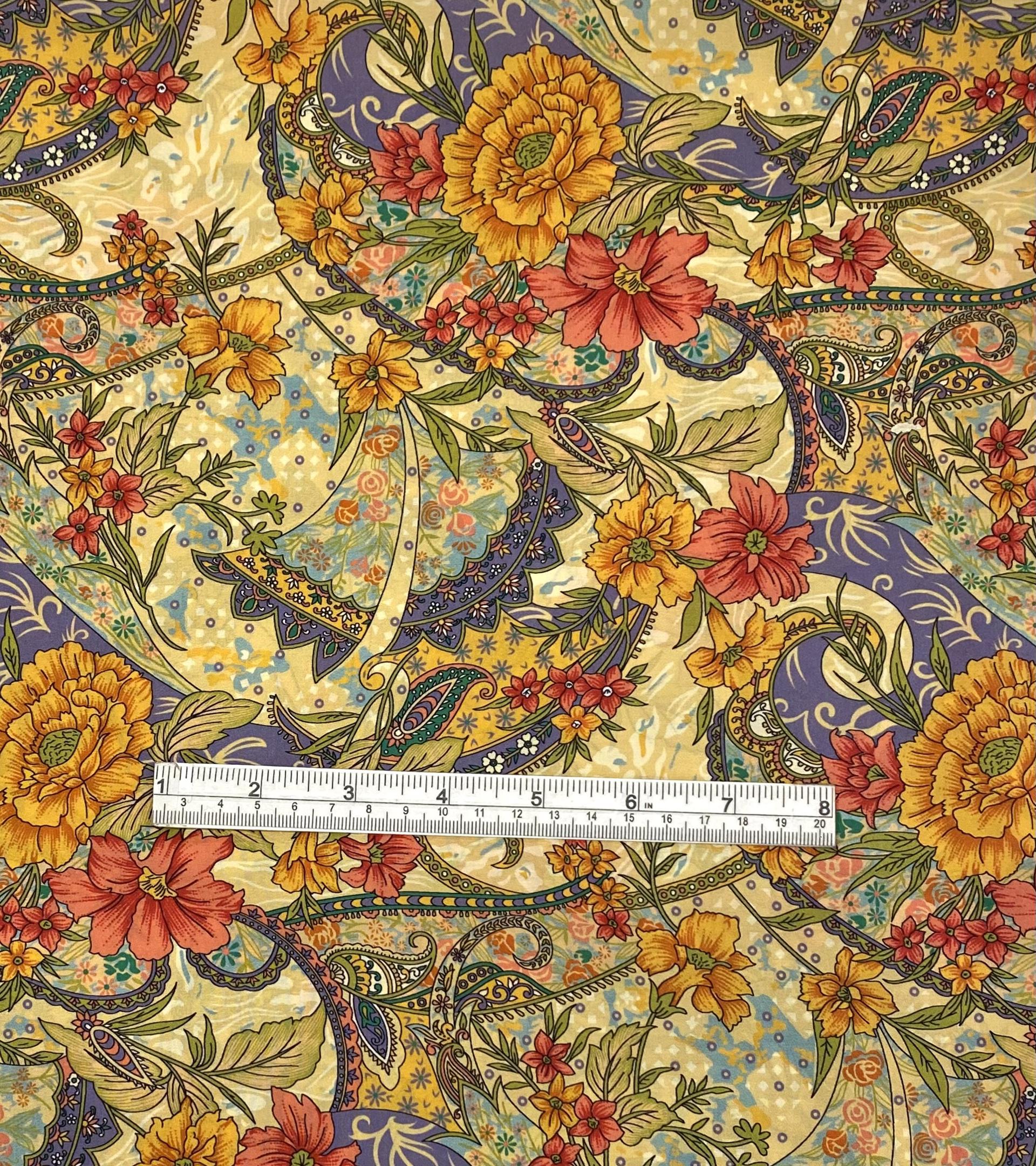 Made in Italy Pure Silk Crepe De Chine Floral Print Fabric in Warehouse