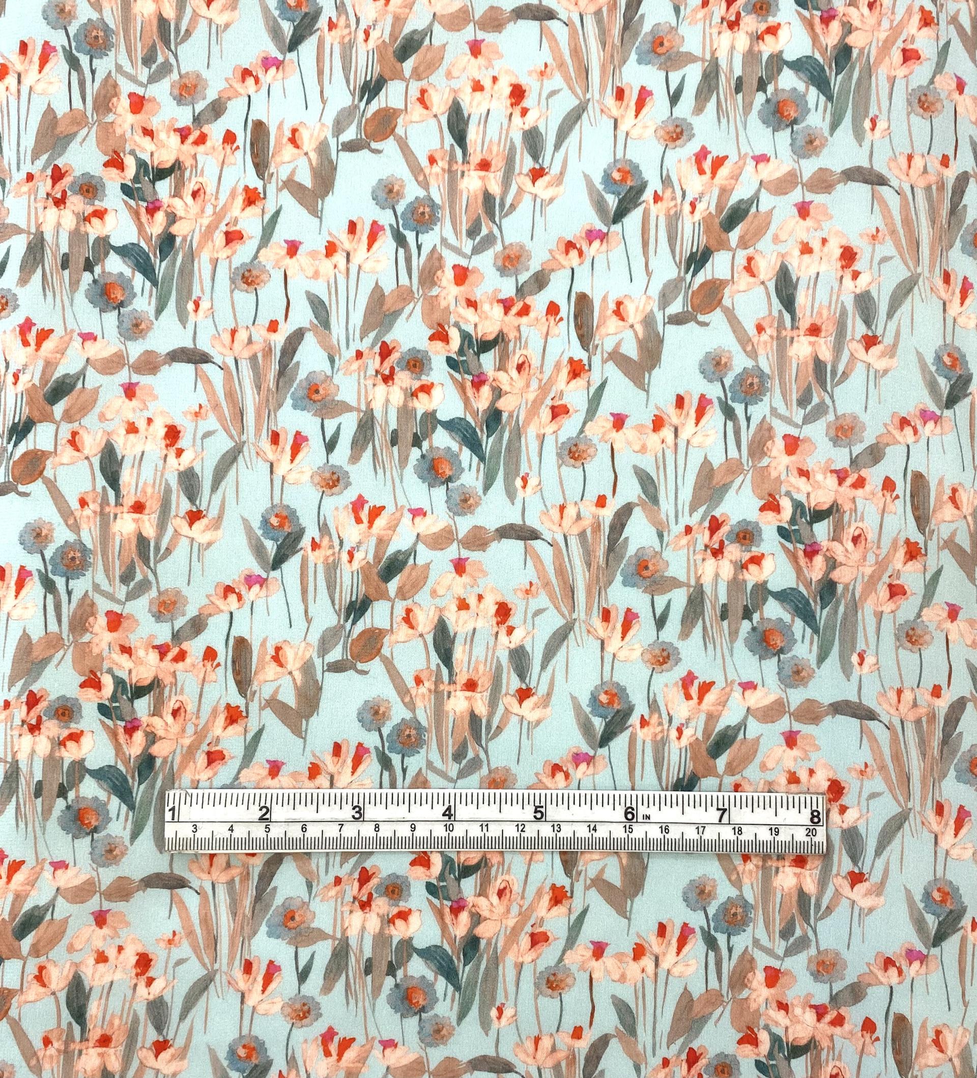 Made in Italy 100% Silk Crepe De Chine Floral Print Fabric in Warehouse