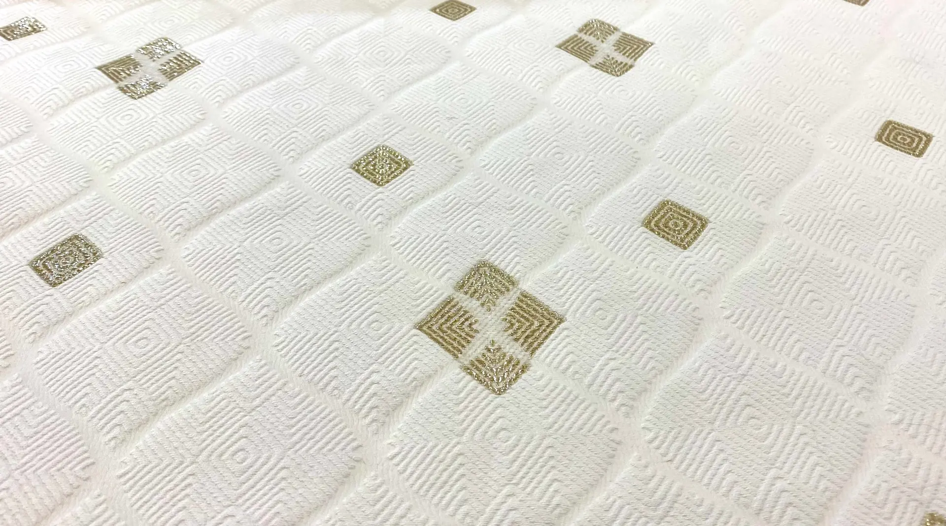 Italian Damask Brocade in  White & Gold with Interwoven Lame