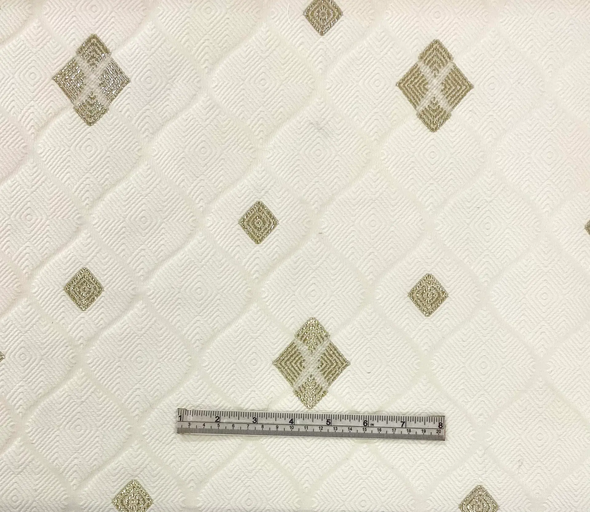 Italian Damask Brocade in  White & Gold with Interwoven Lame