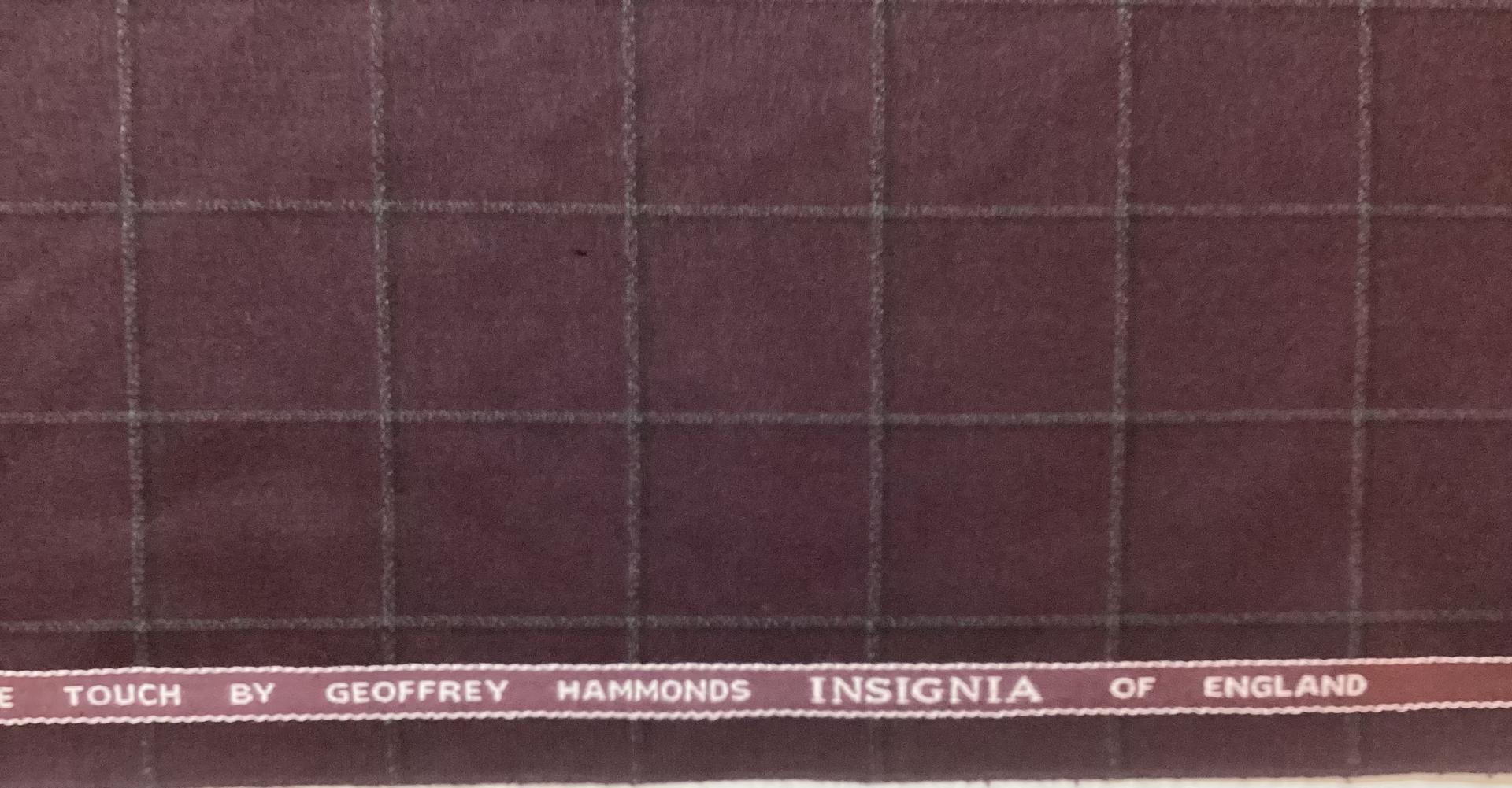 100% Wool Super 110s Window Pane in Burgundy