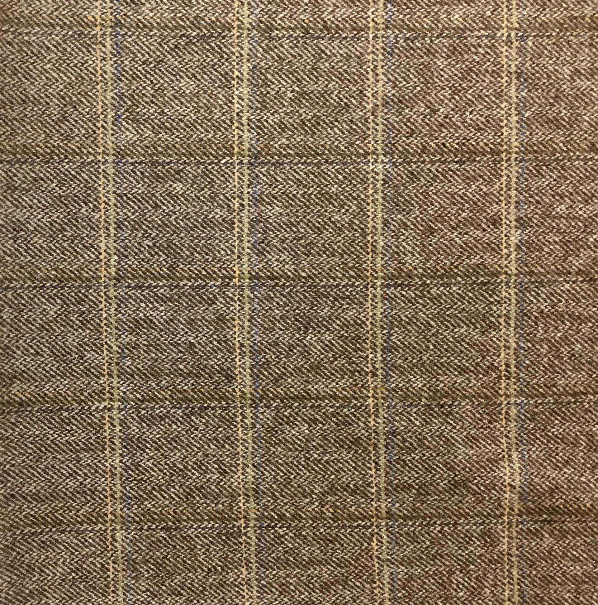 Made in Austria 80% Wool 20% Nylon Plaid In Wheat Background 