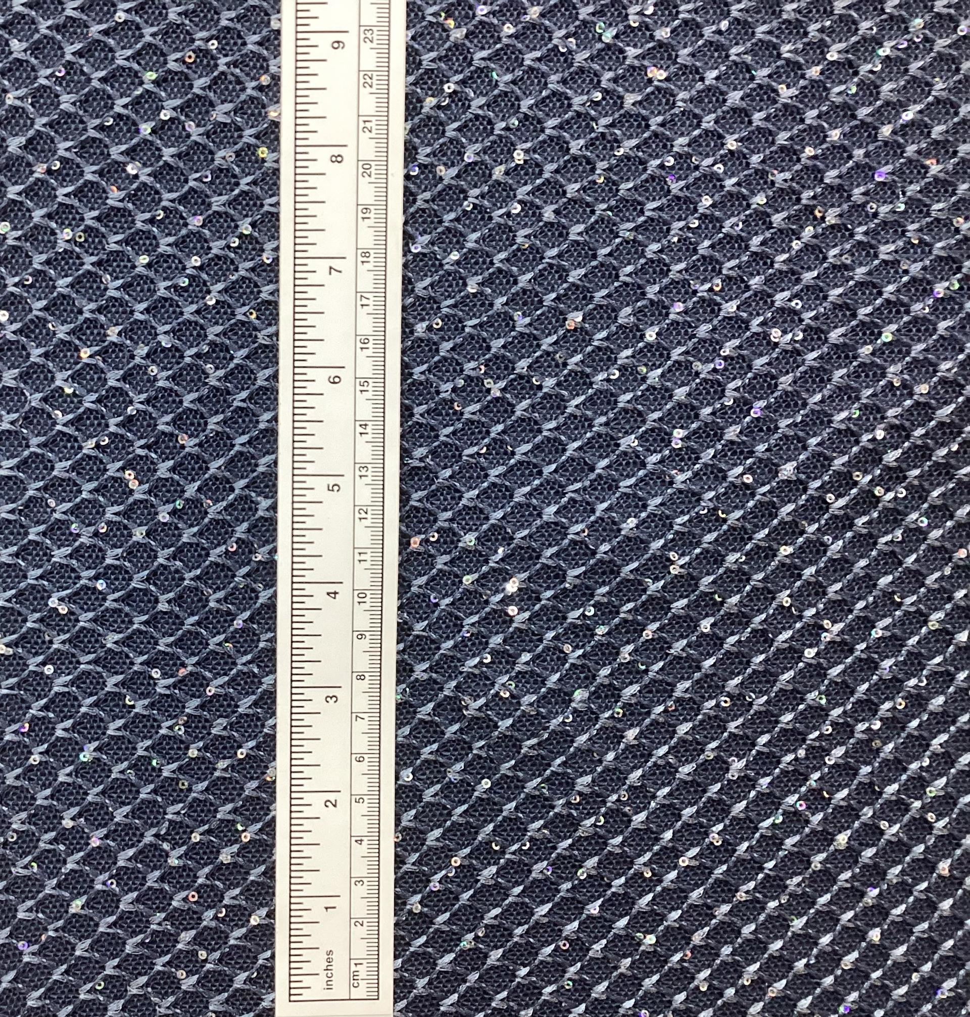 Hologram Mini Sequins On Stretch Mesh In French Blue
