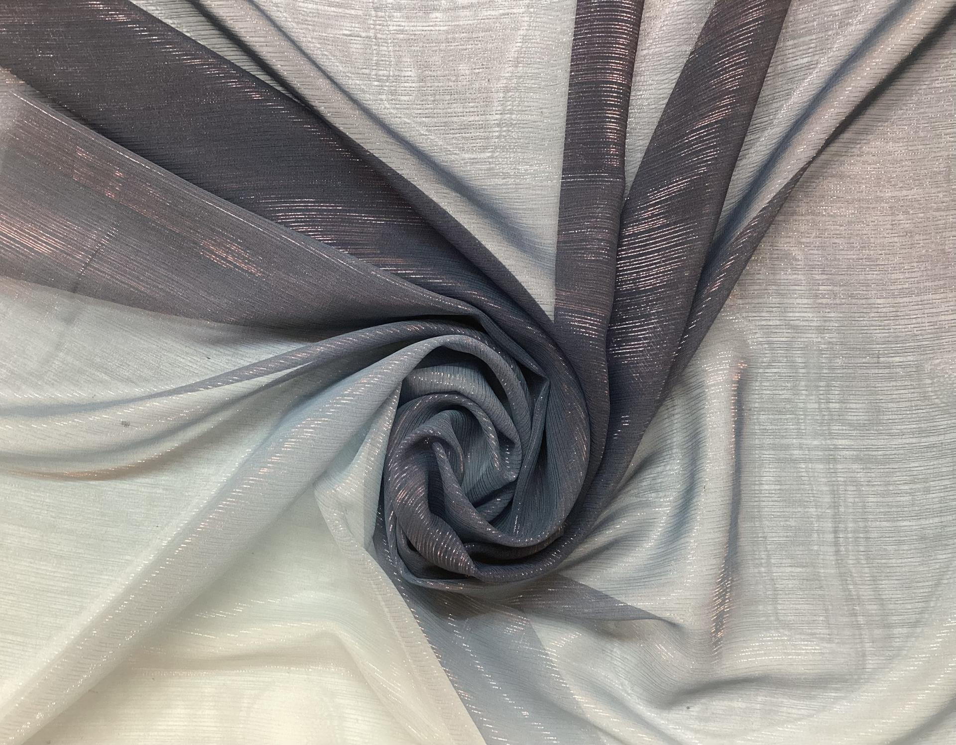 Ombre Polyester Metallic Chiffon in Navy