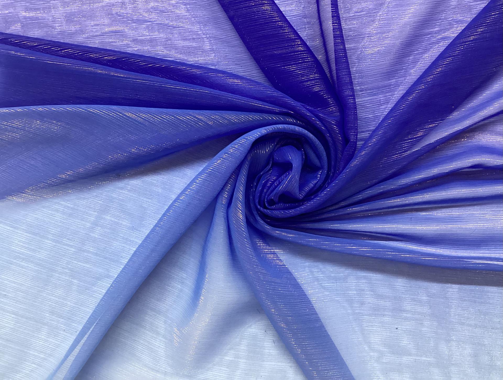Ombre Polyester Metallic Chiffon in Royal