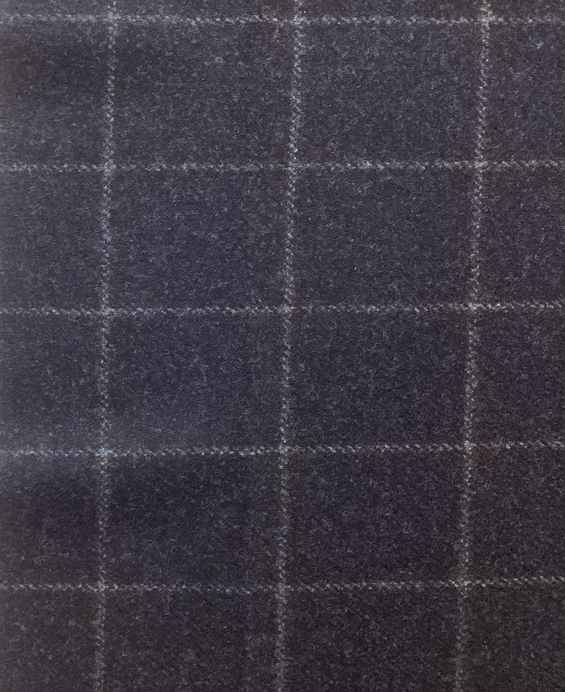 Made in Italy Loro Piana 100% Wool Flannel Windowpane In Chalk White On Navy 