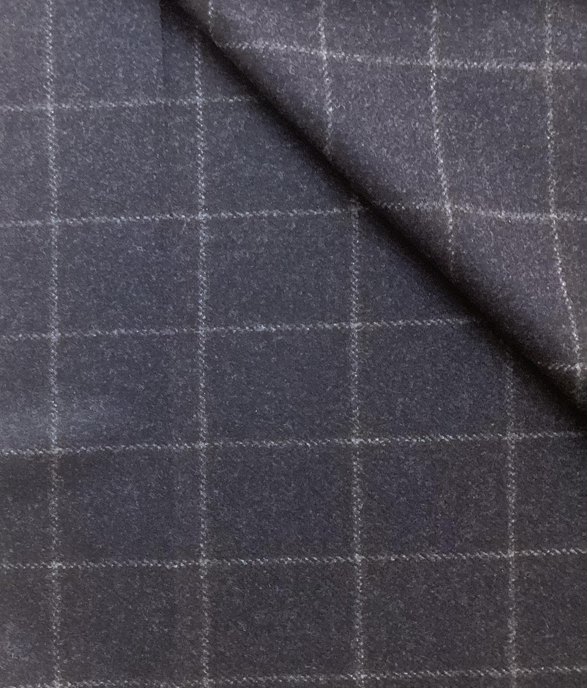 Made in Italy Loro Piana 100% Wool Flannel Windowpane In Chalk White On Navy 