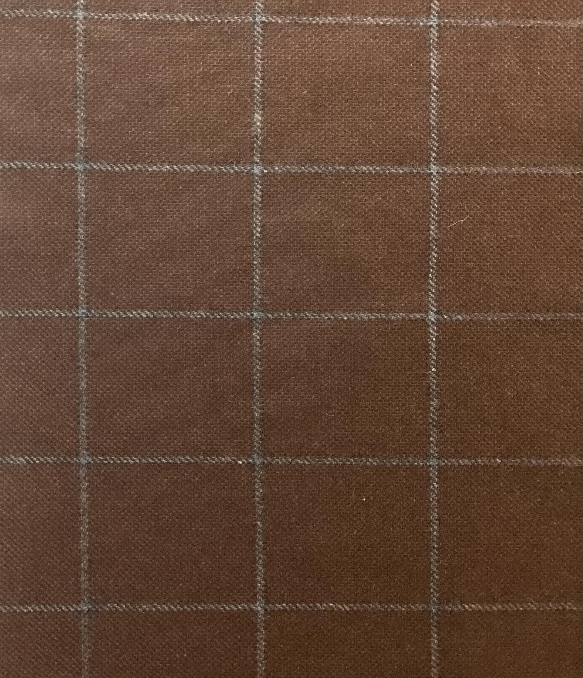 Italian Virgin Wool Windowpane In Mahogany 
