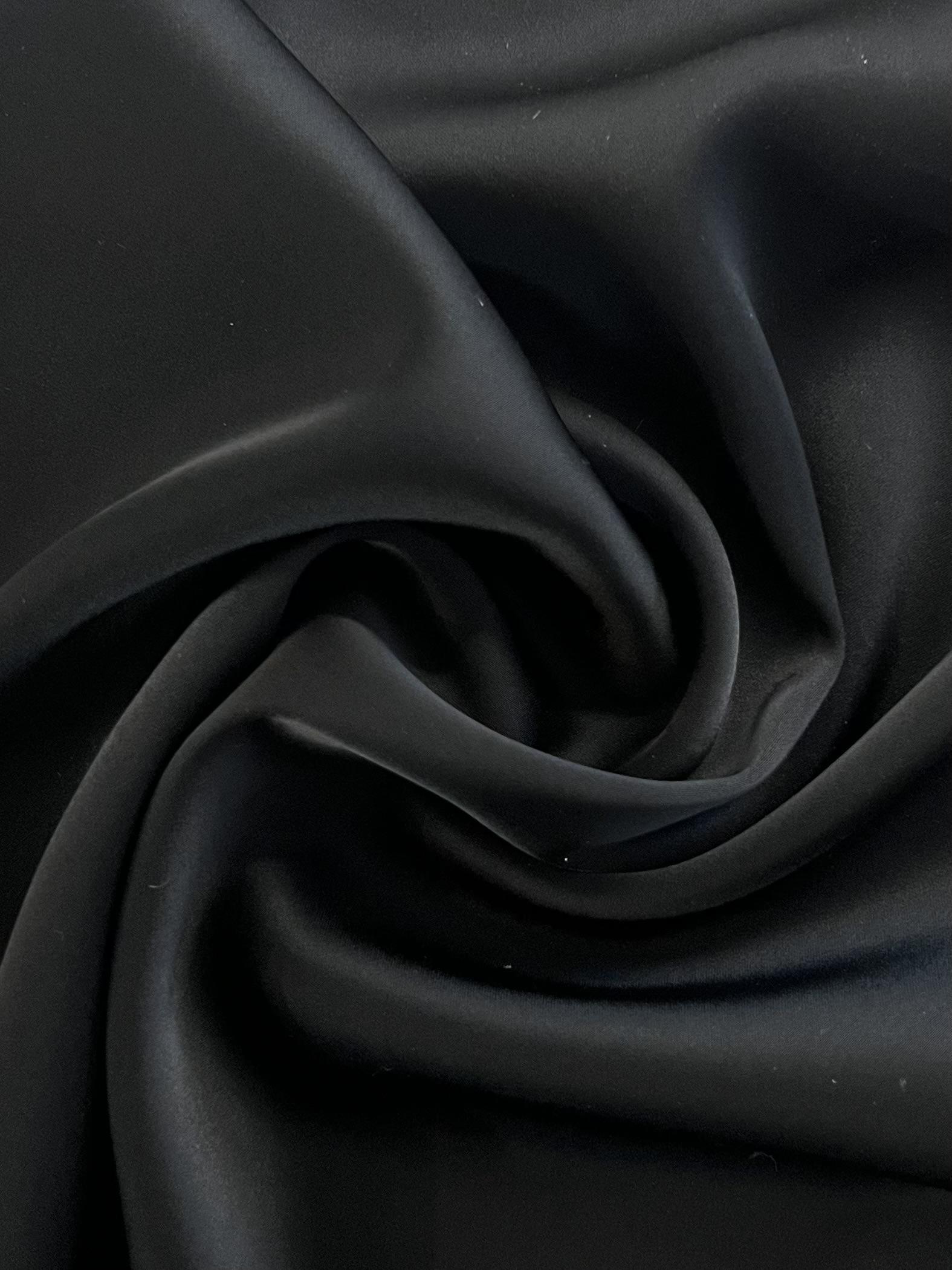 Triacetate Blend Double Face Stretch Charmeuse in Black