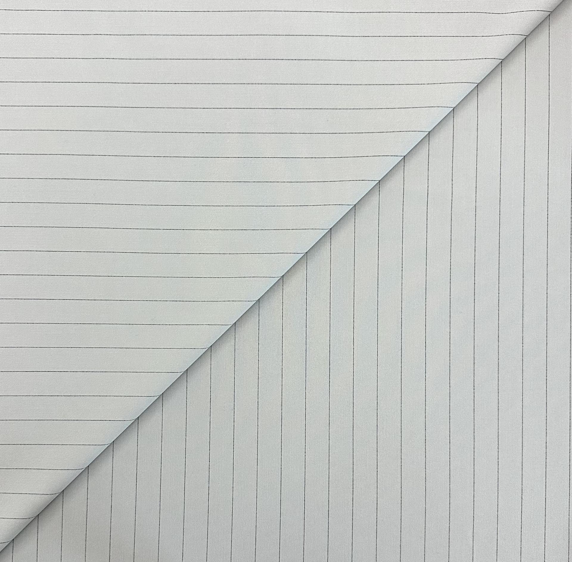 Polyester Rayon Stretch Suiting Stripe in Grey Black