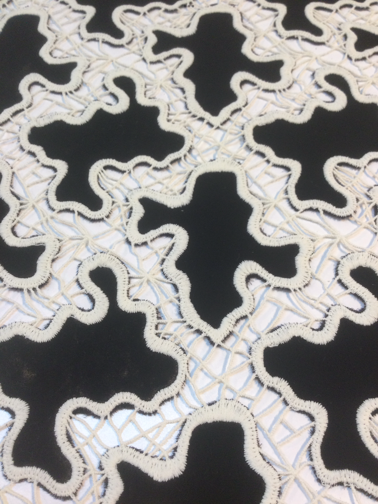 Embroidered Velvet on Macrame'