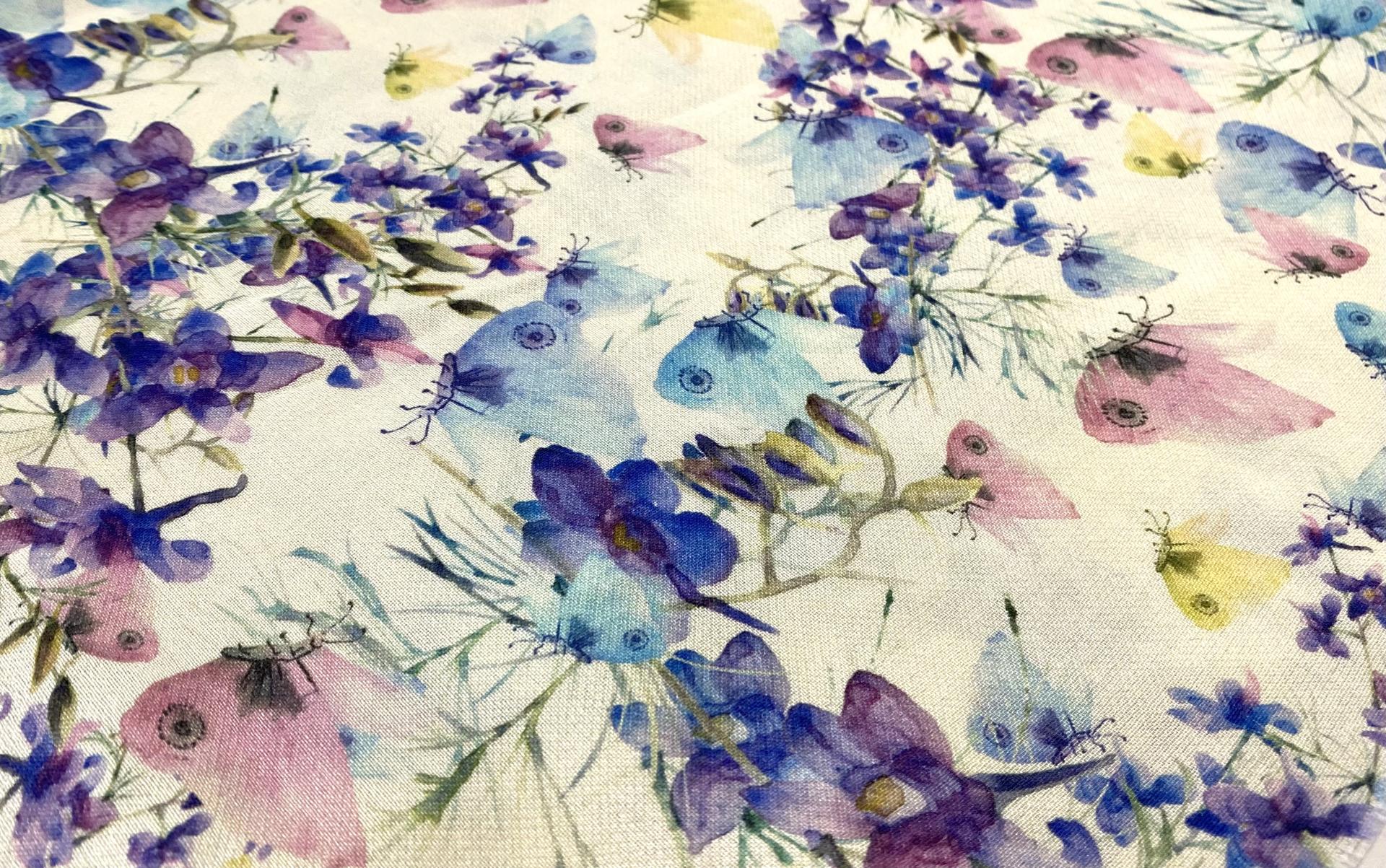 Made in Italy Silk Georgette Floral Print Fabric in Warehouse