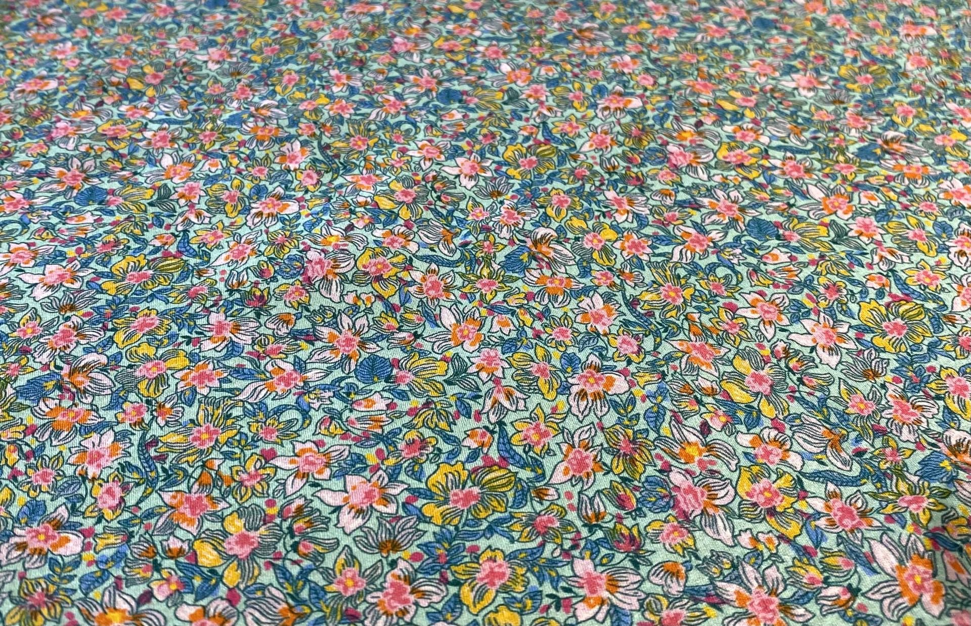 Made in Italy Silk Charmeuse Floral Print Fabric in Warehouse