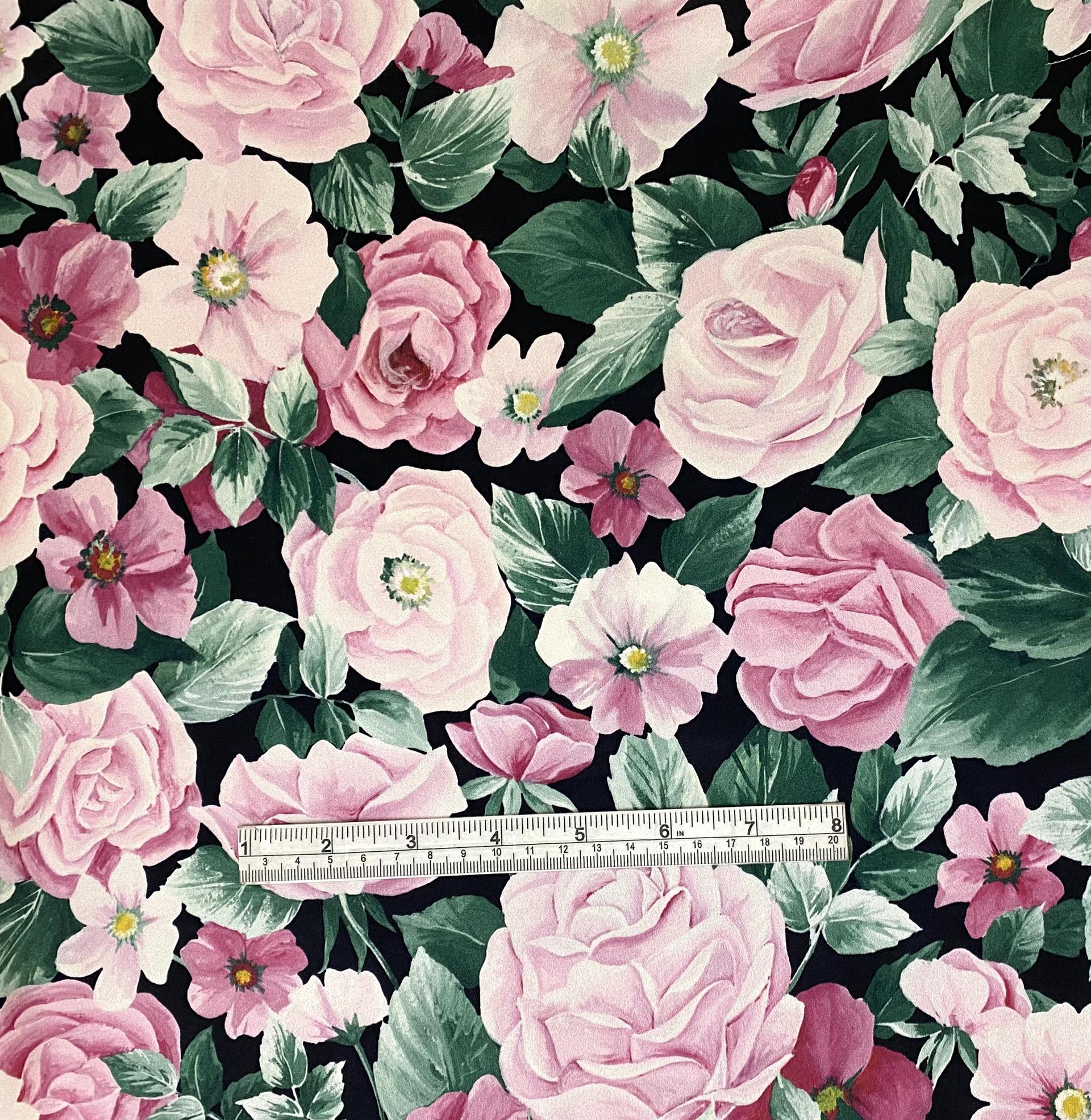 Made in Italy Silk Charmeus Floral Print Fabric in Warehouse