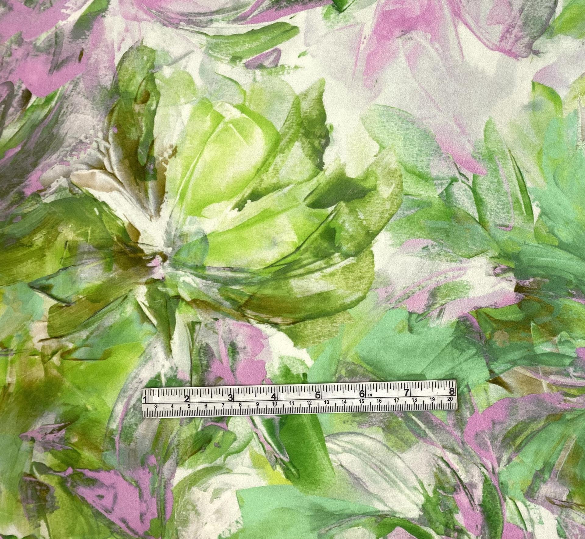 Made in Italy 100% Silk 2 Ply Georgette Floral Print Fabric in Warehouse