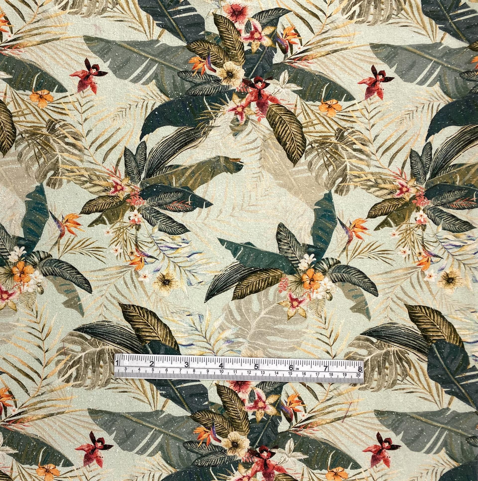 Made in Italy 100% Silk Noil Floral Print Fabric in Warehouse