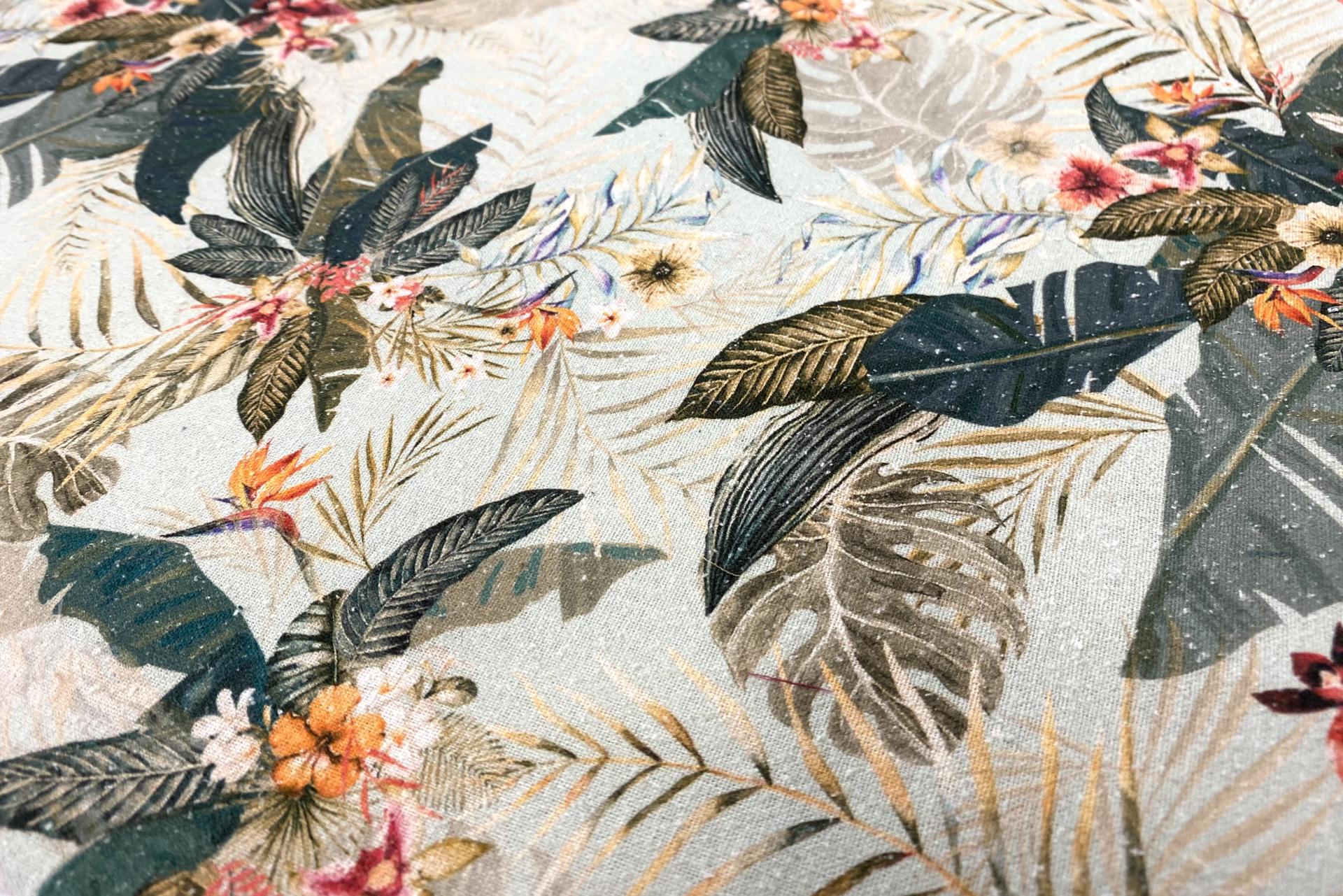 Made in Italy 100% Silk Noil Floral Print Fabric in Warehouse