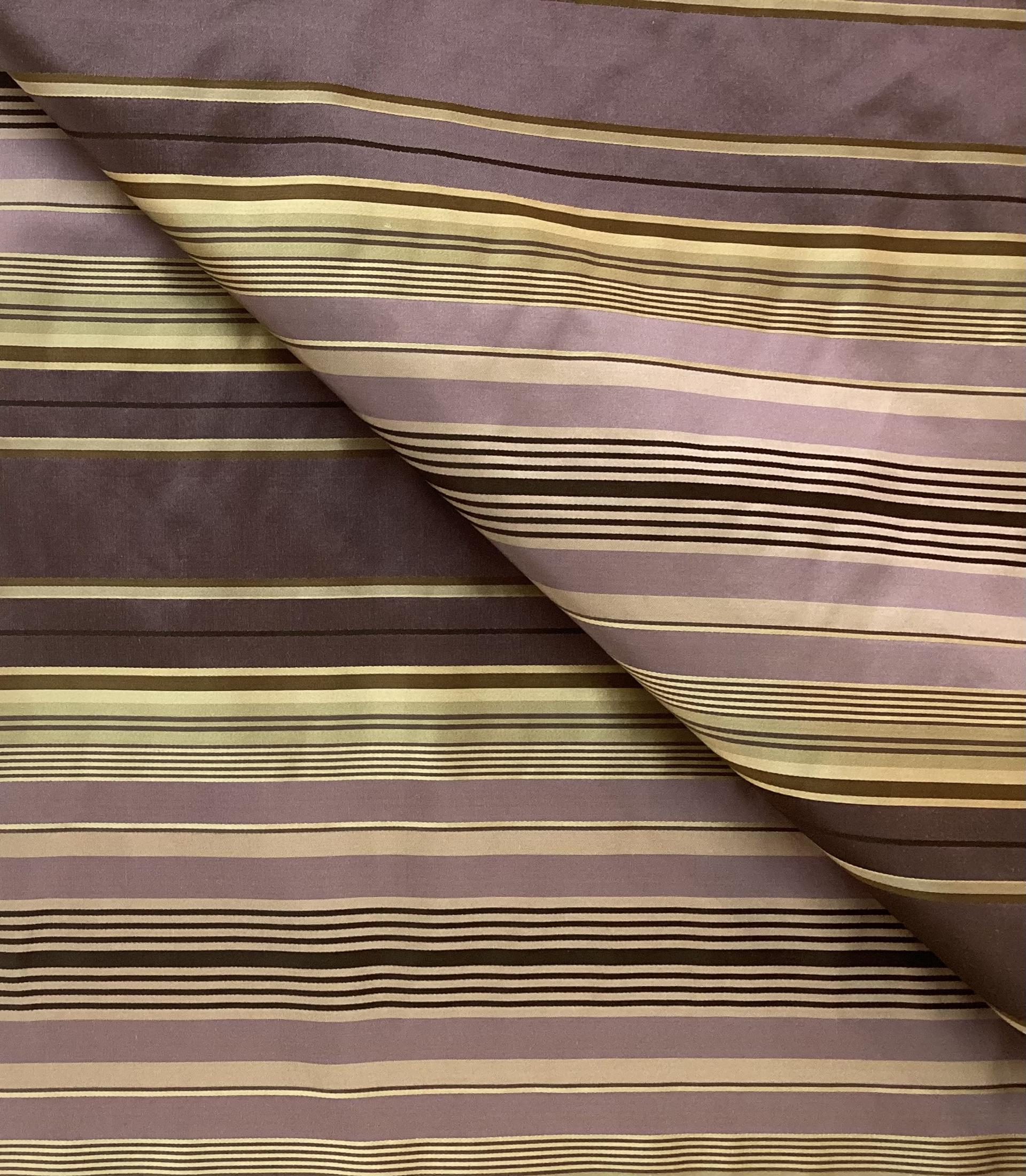 100% Silk Taffeta Stripe in Mauve Gold