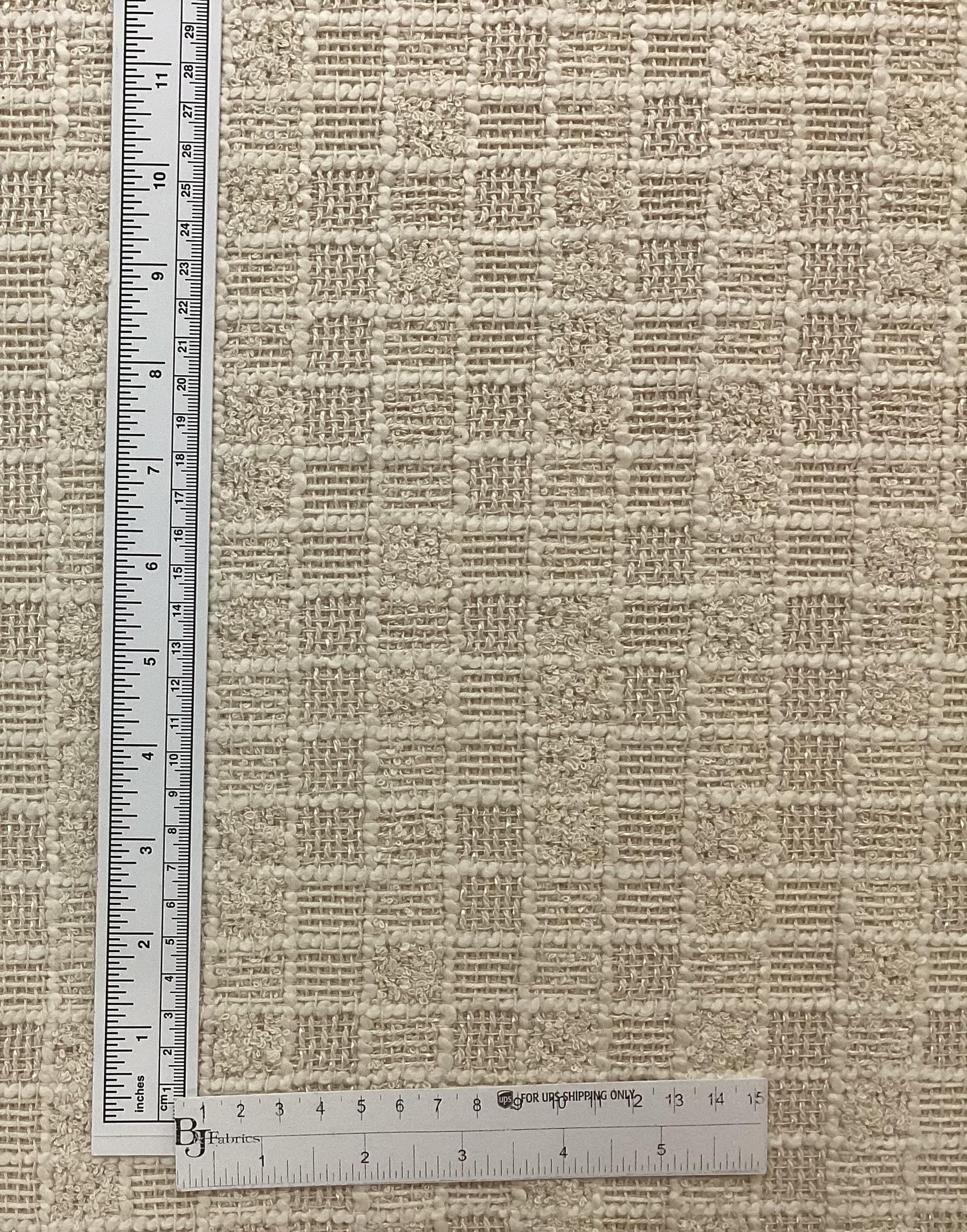 Cotton & Nylon Checkerboard Tweed In Chickpea