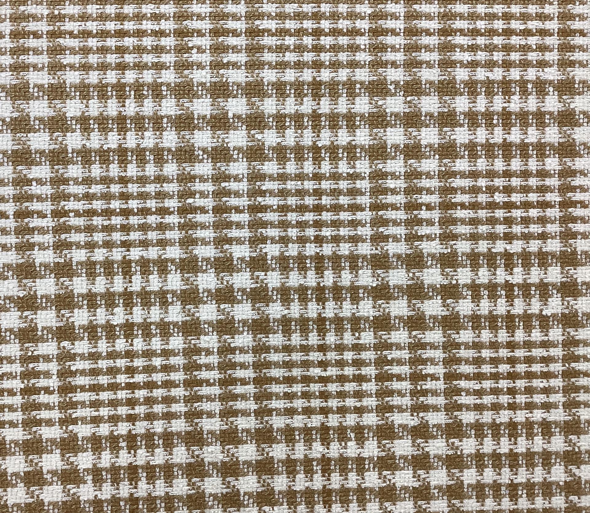 Cotton Blend Glen Plaid Tweed In Caramel & Vanilla 