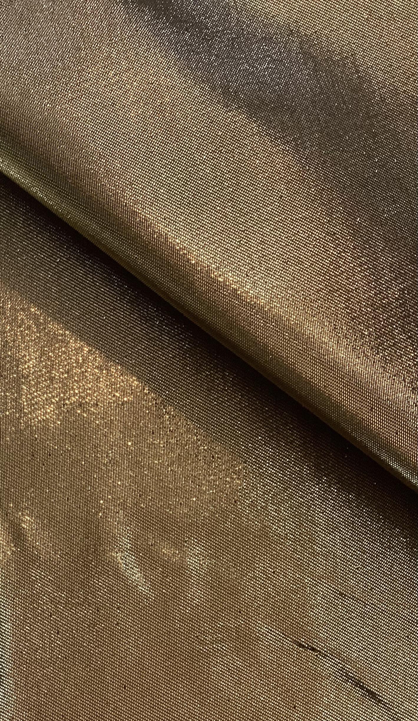 French Cotton Blend Iridescent Metallic Twill in Black and Gold
