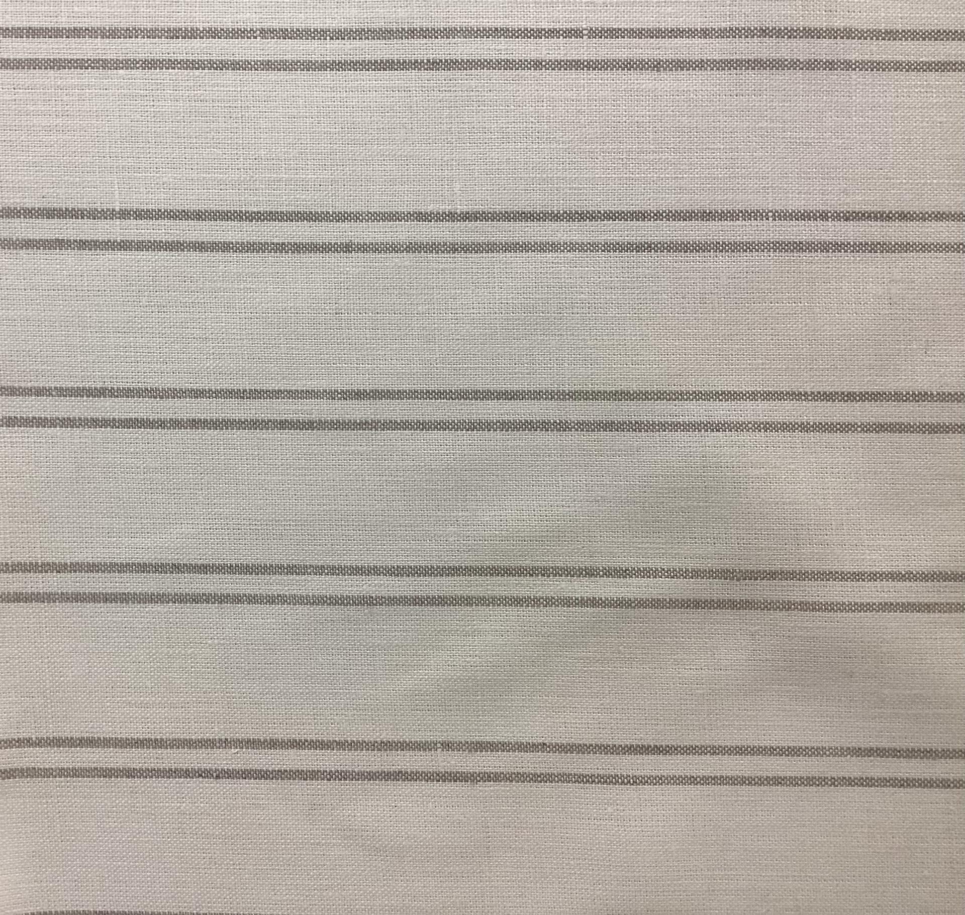 100% Linen Heavy Weight Yarn-Dye Stripe In Light Taupe On Cream