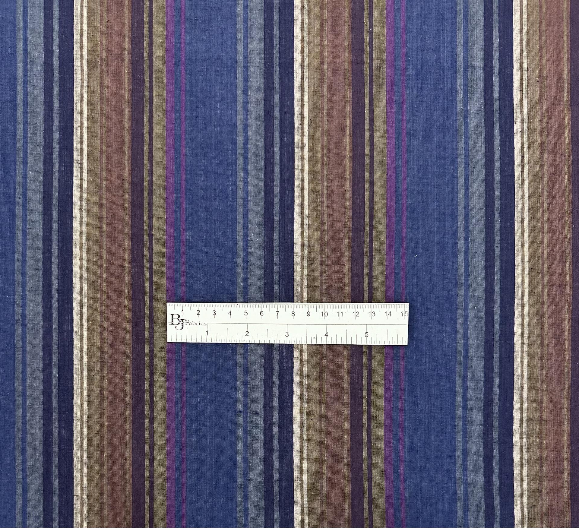 Woven Cotton Voile Multi Stripe in Navy