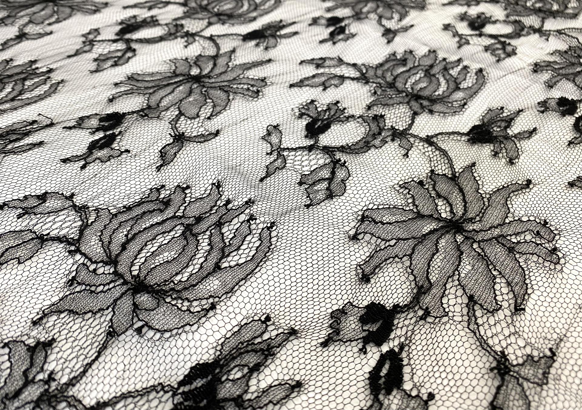 French Chantilly Lace in Black