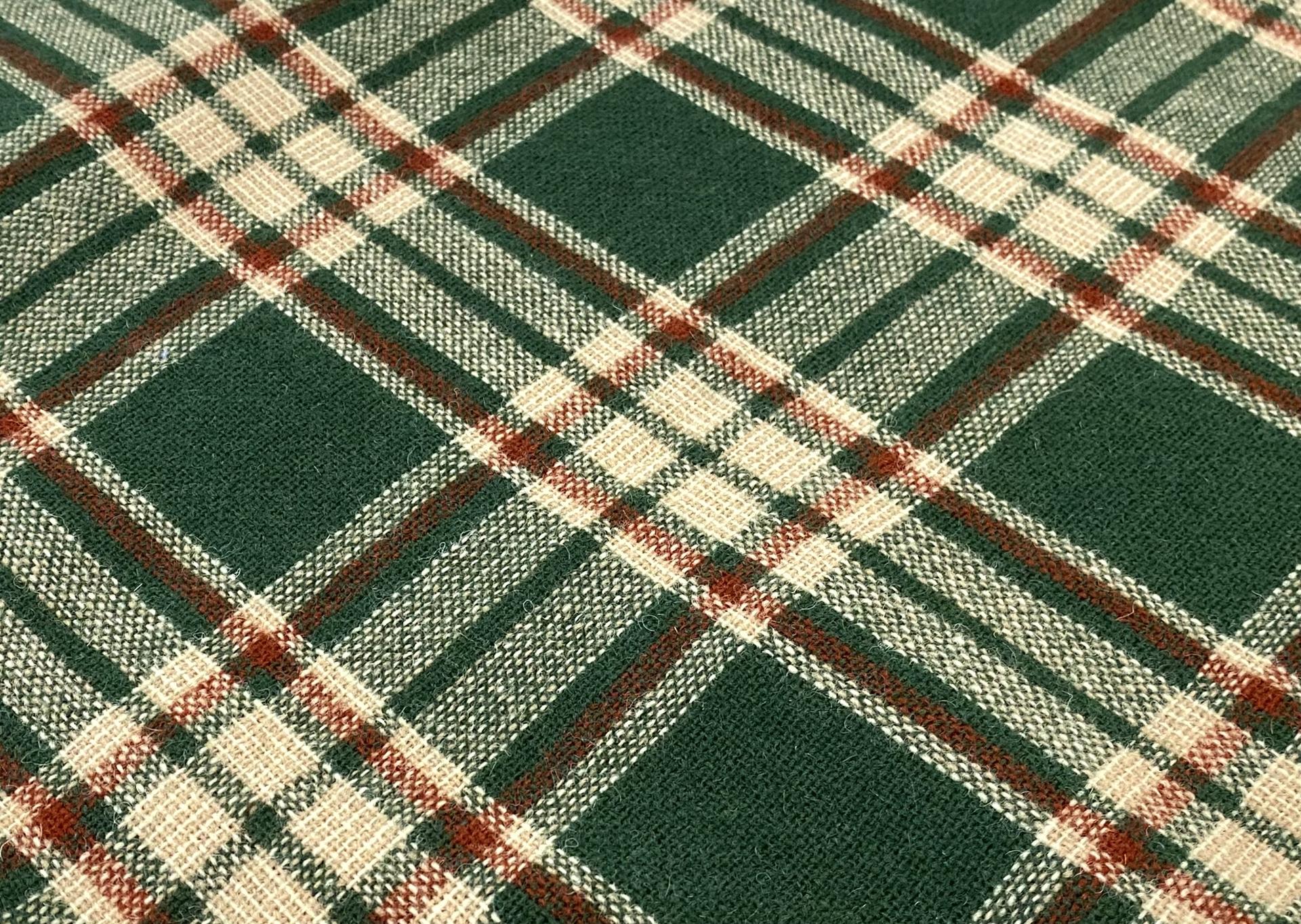 Italian Wool Plaid in Green Ivory Rust