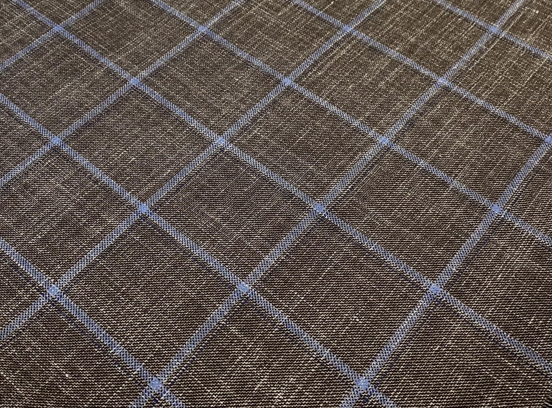 Wool Windowpane Plaid Fabric in Warehouse