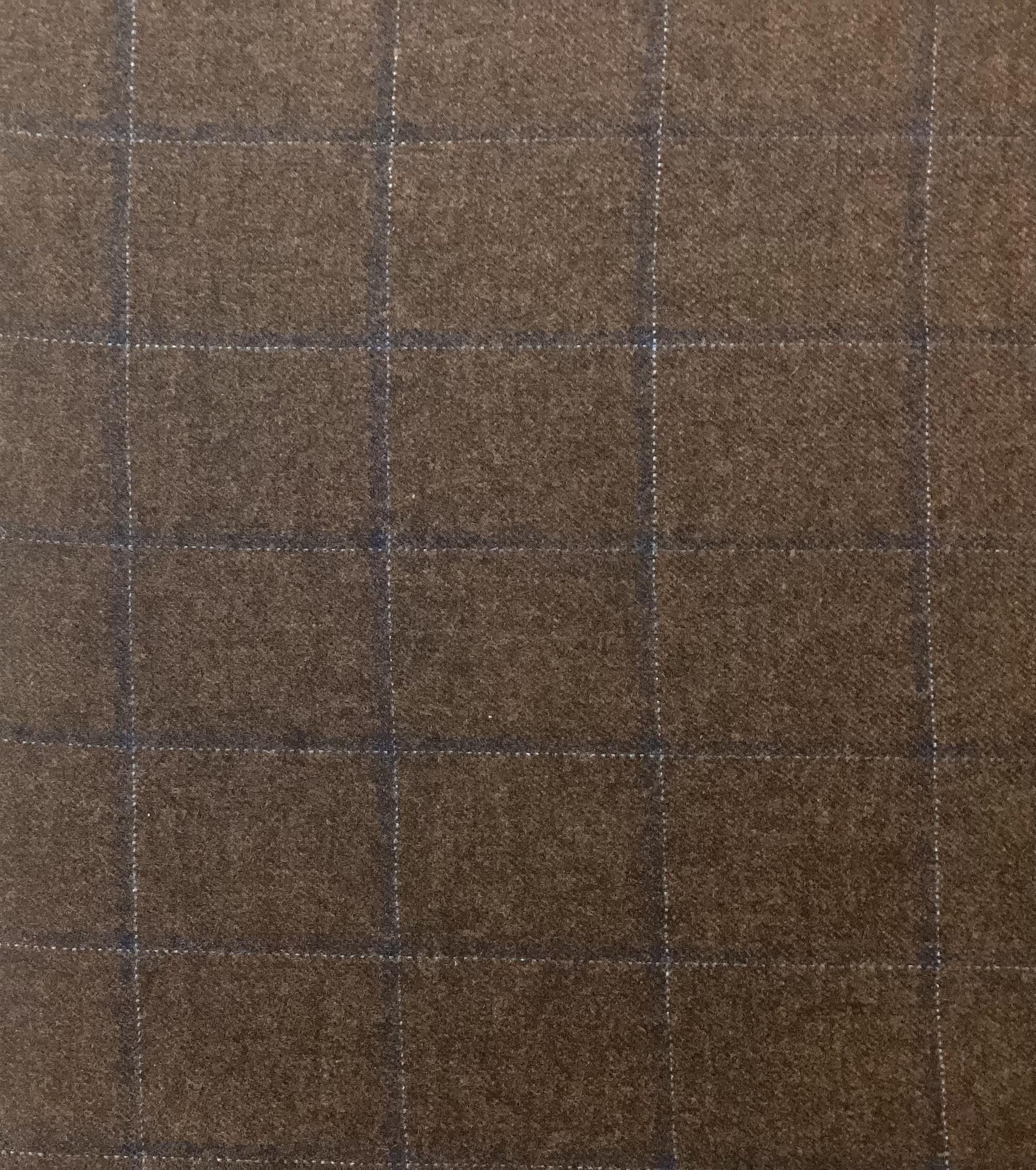 Made in Italy 90% Wool 10% Cashmere Plaid In Navy On Chestnut 