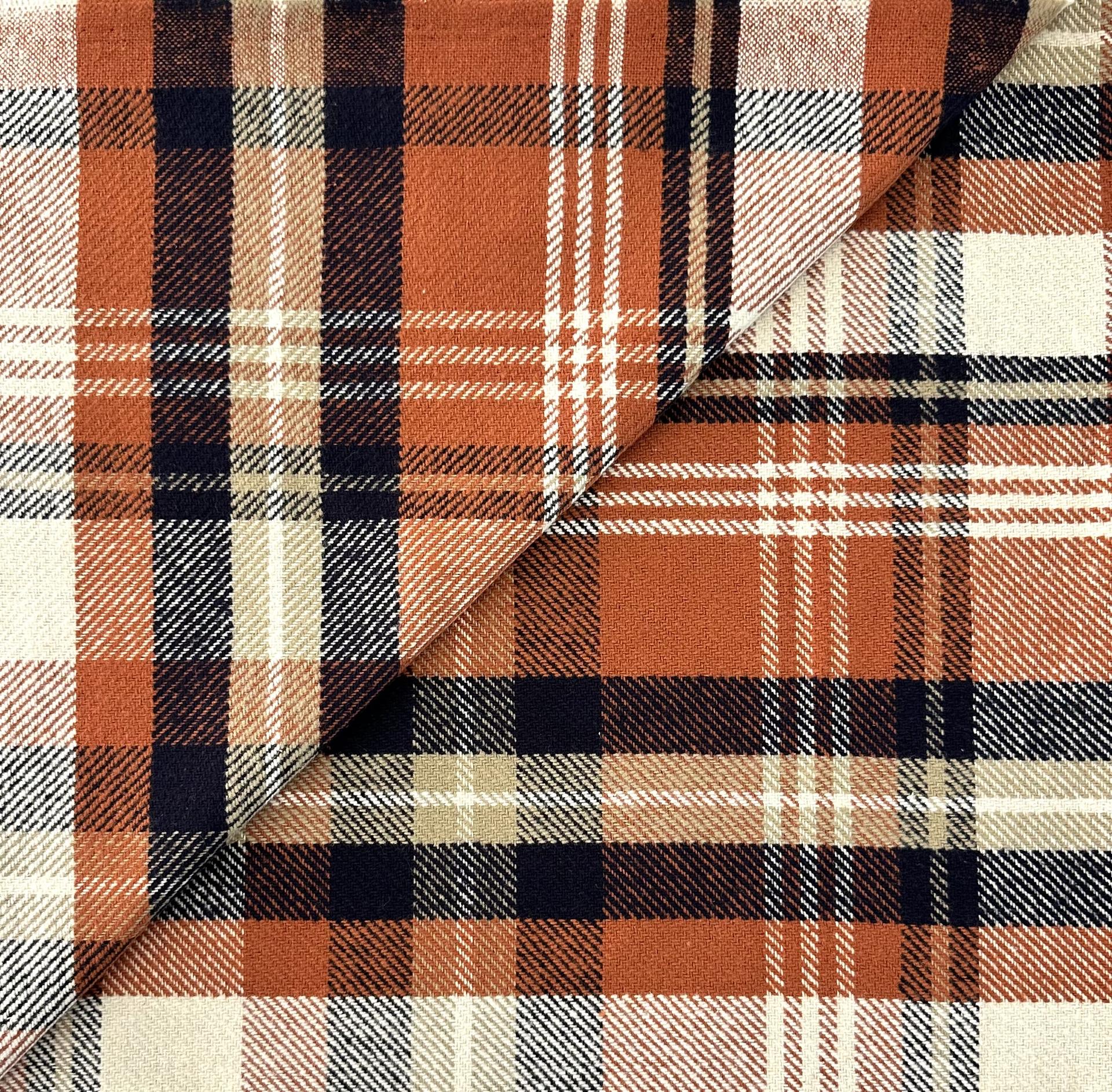 Sustainable Blanket Cotton Plaid in Sienna Midnight Navy White Khaki