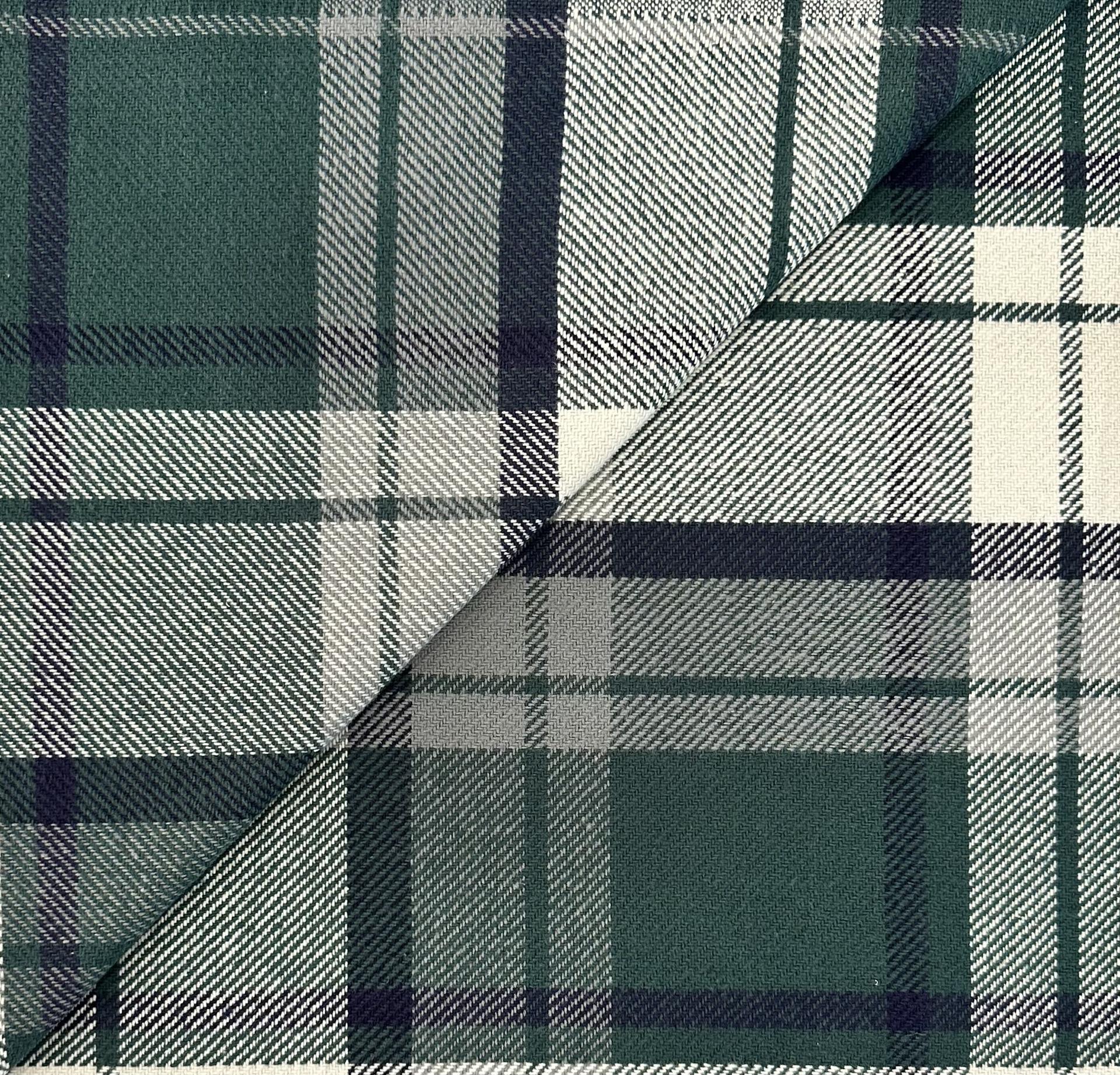 Sustainable Blanket Cotton Plaid in Hunter Cream Black Navy Grey
