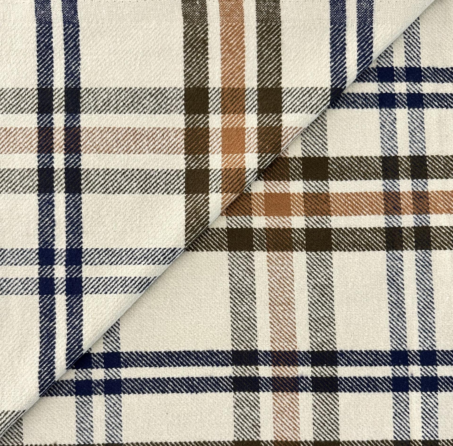 Sustainable Blanket Cotton Plaid in Cream Navy Bronze Army Green