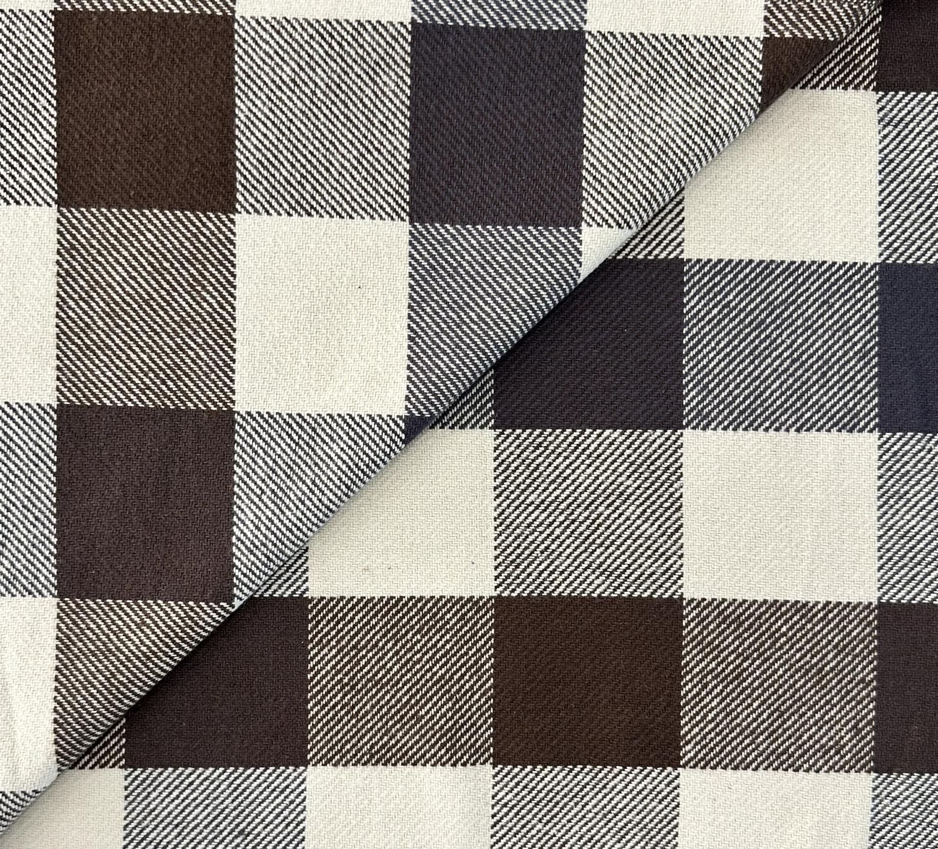 Sustainable Blanket Cotton Plaid in Chocolate Cream Slate Blue 