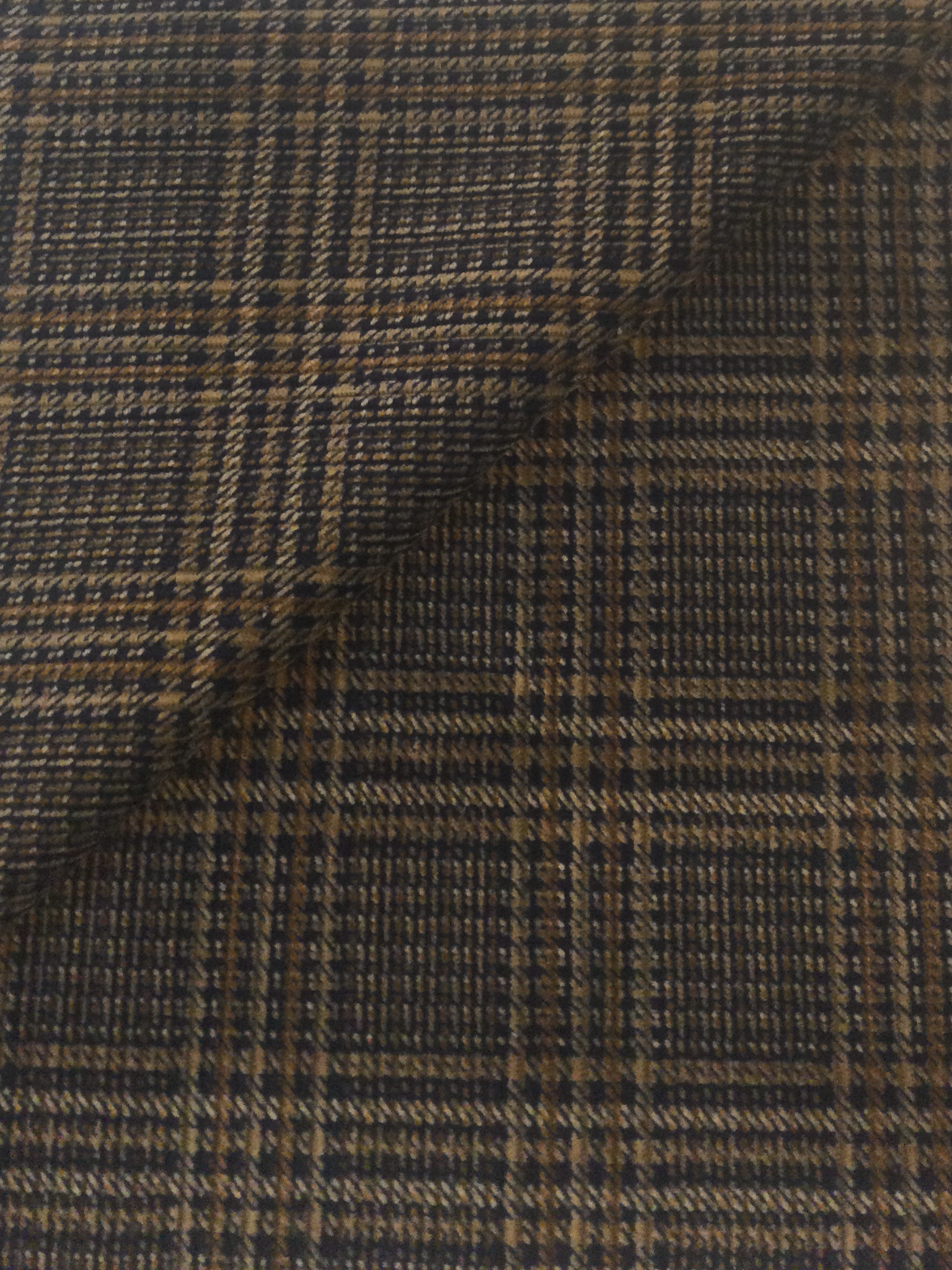 Made in Italy Wide Wale Printed Corduroy in Blue and Tan Glen Plaid
