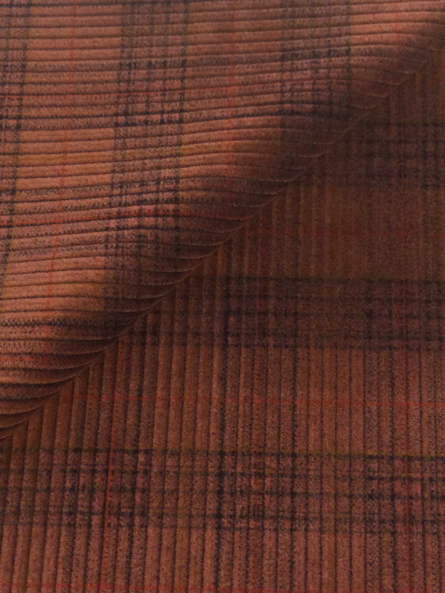 Made in Italy Wide Wale Printed Plaid Corduroy In Garnet Red