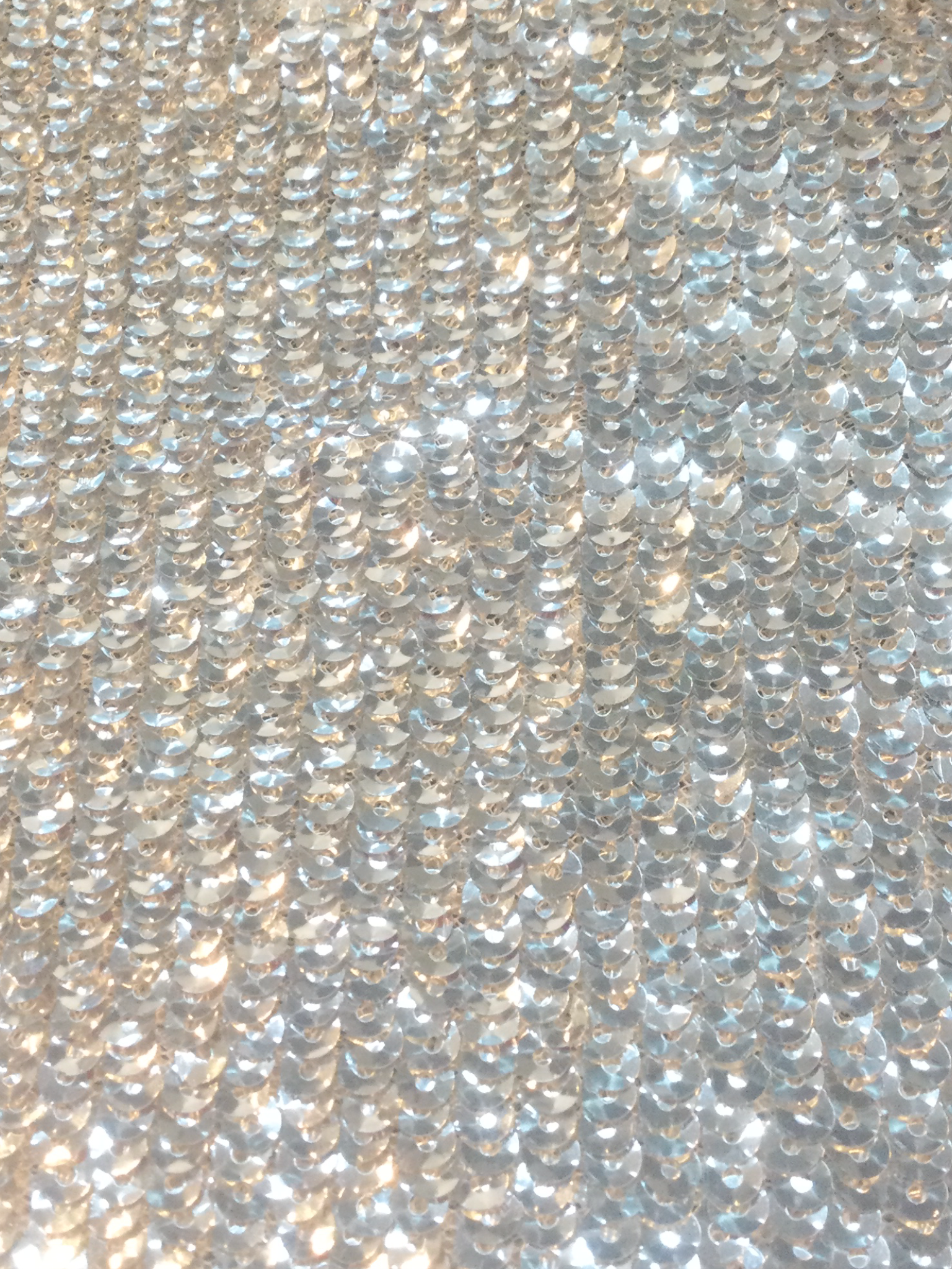 Fish Scale Sequins on Tulle in Silver