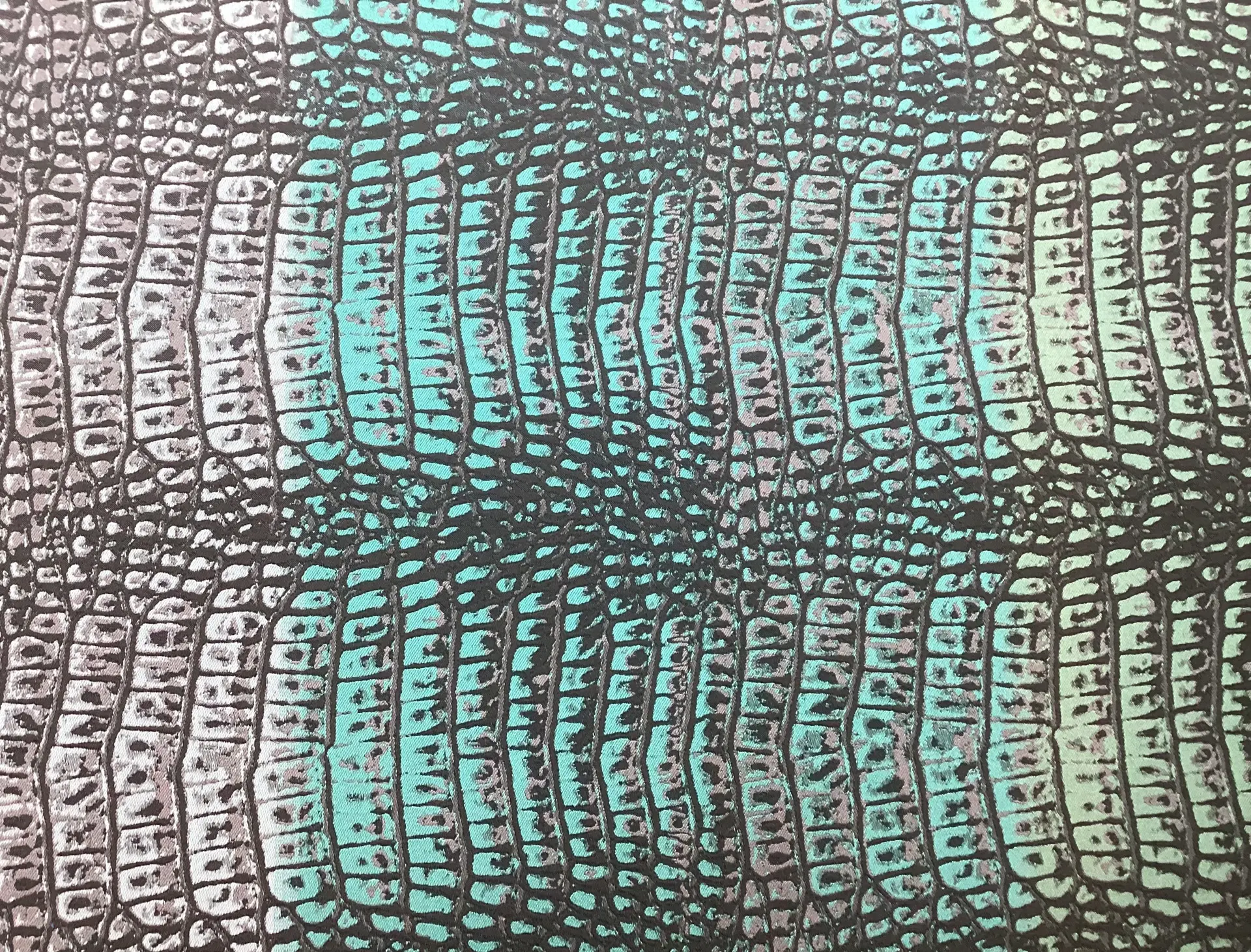 Italian Brocade with Crocodile Pattern in Teal 